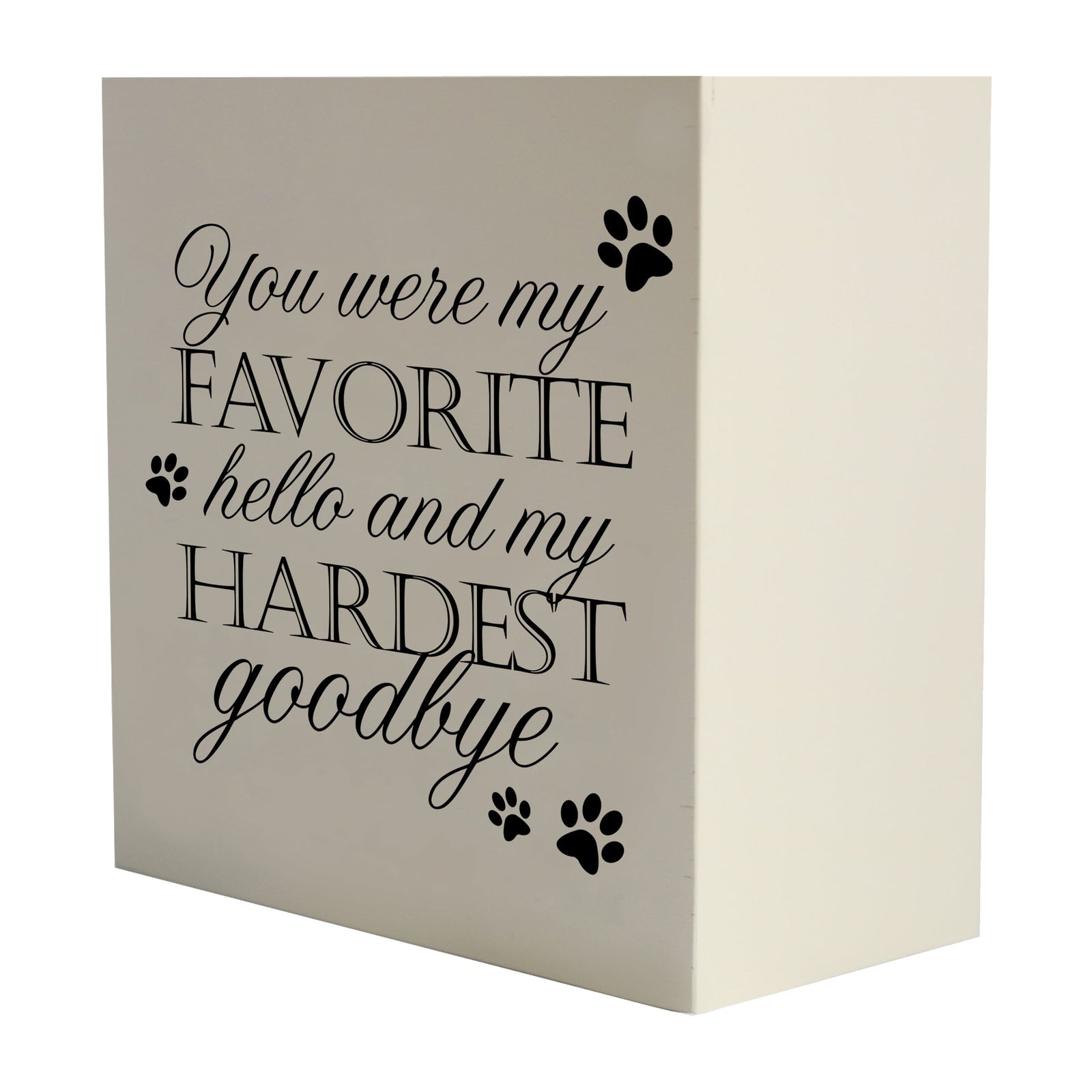 Pet Memorial Shadow Box Cremation Urn for Dog or Cat - You Were My Favorite Hello