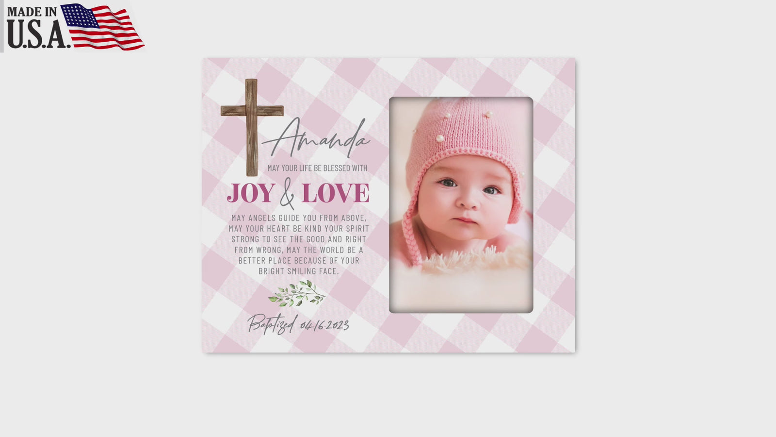 Personalized Baby Baptism Wooden Picture Frame