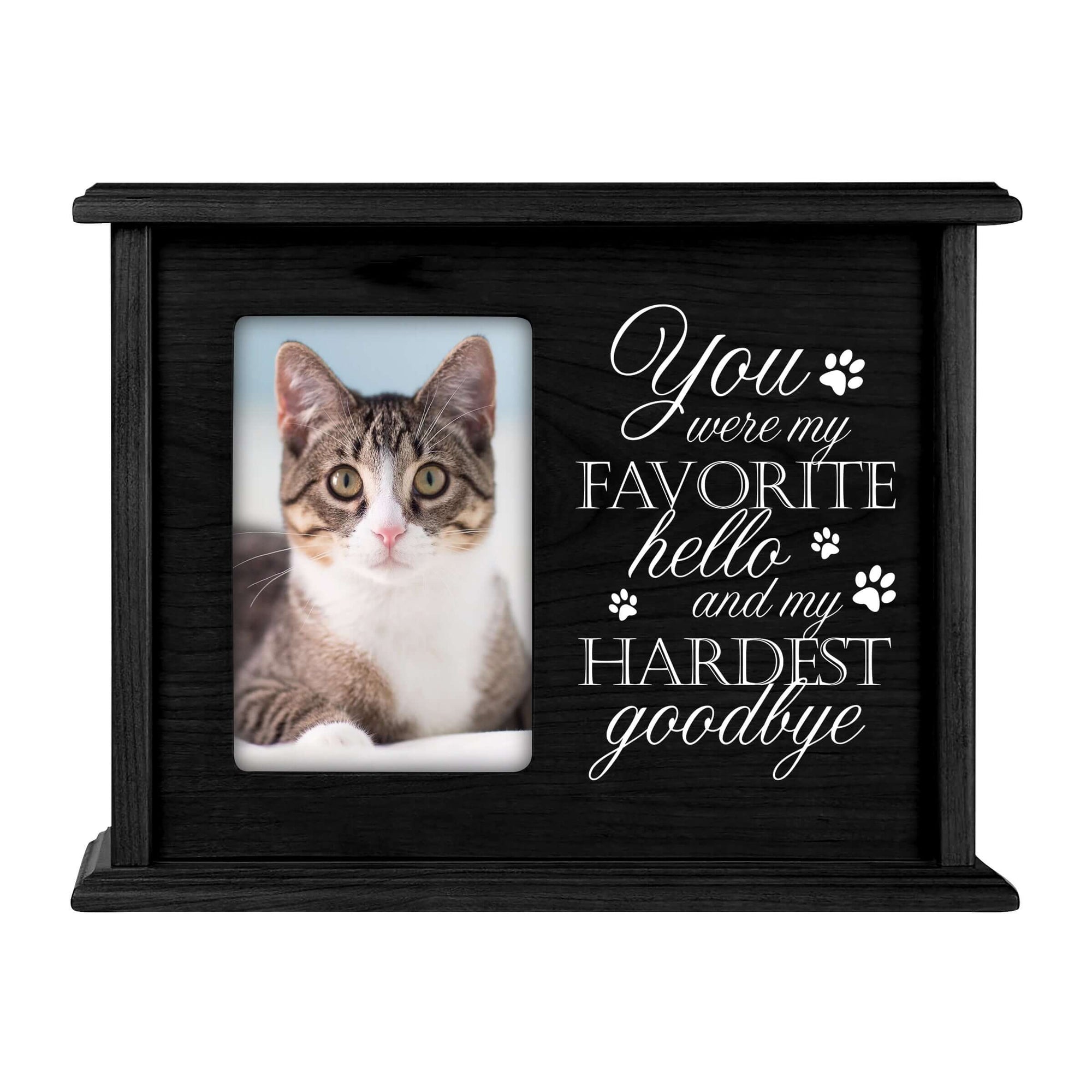 Pet Memorial Picture Cremation Urn Box for Dog or Cat - You Were My Favorite Hello