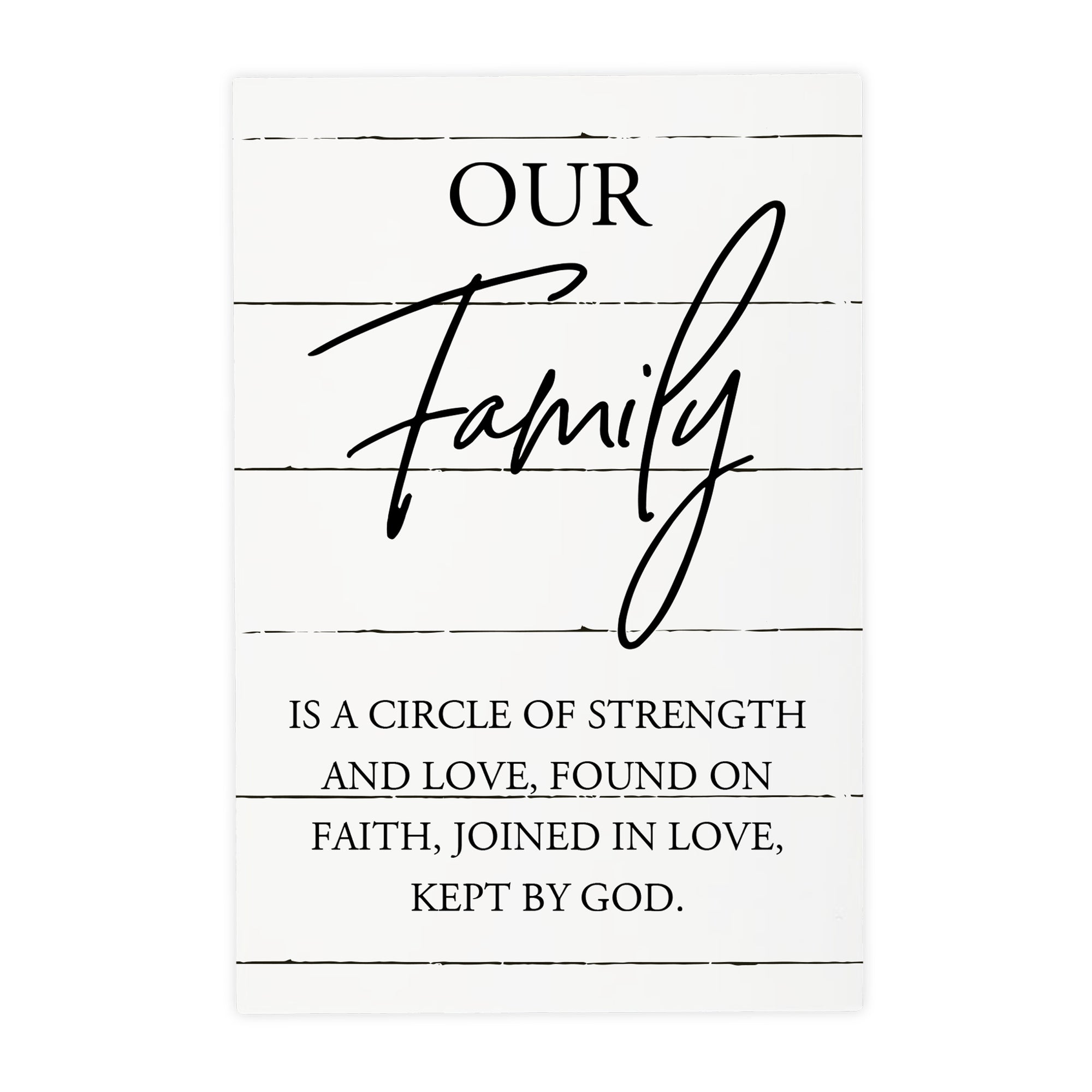 Wood Wall Sign with Inspirational Quote Our Family Is A Circle Table Top Home Office Desk Decoration 5.5x8in