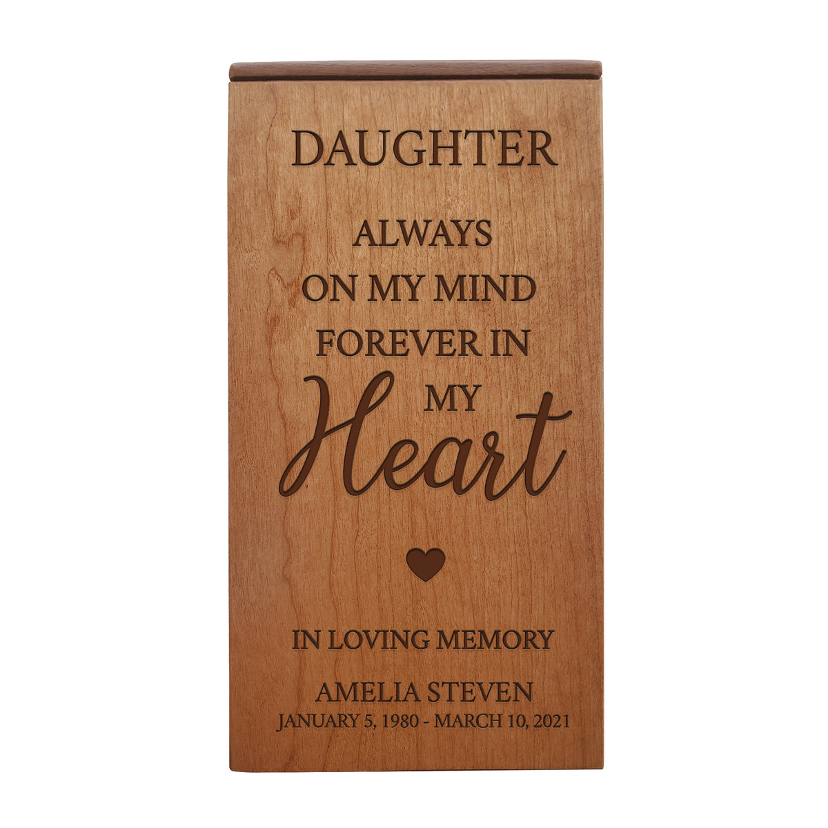  Memorial Engraved Wooden Keepsake Box for Daughter