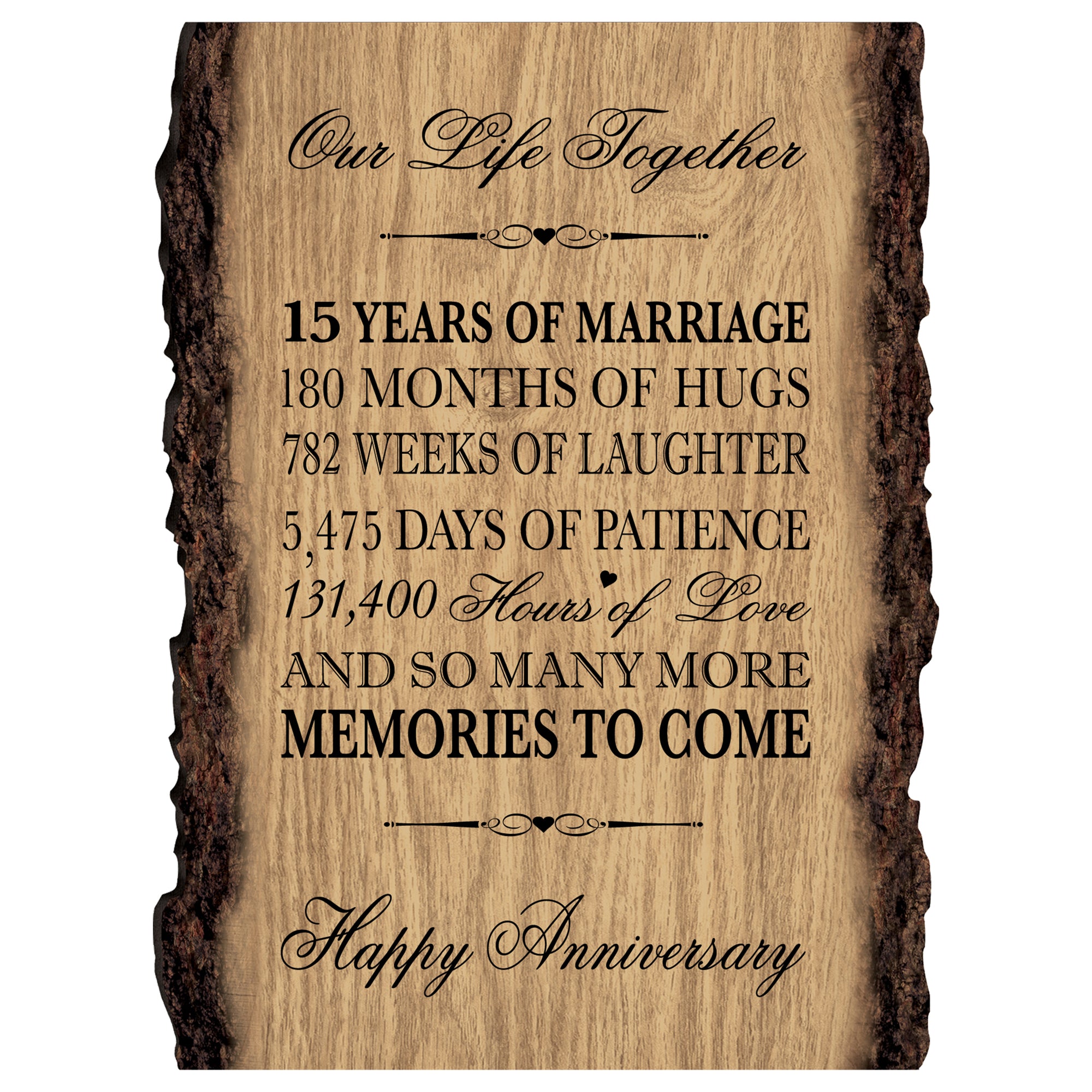 Wooden Wedding Anniversary Wall Plaque Gift 9x12 | 15 Years Of Marriage