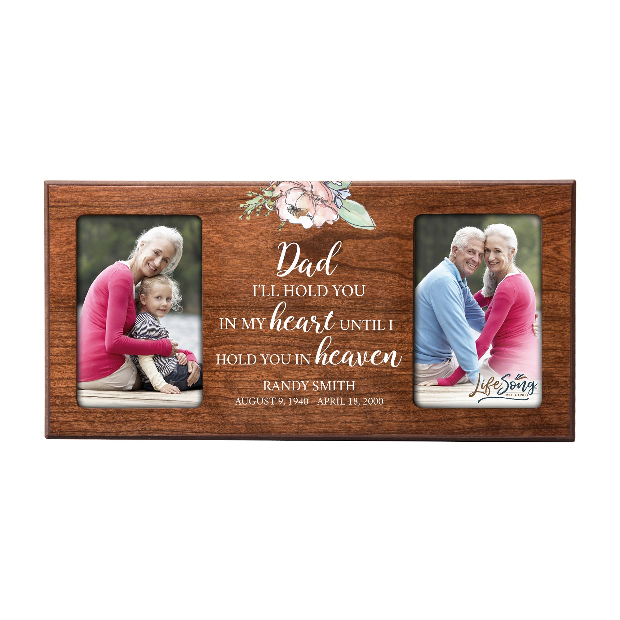 Custom Memorial Picture Frame 16x8in Holds Two 4x6in Photos - Dad, I’ll Hold You In My