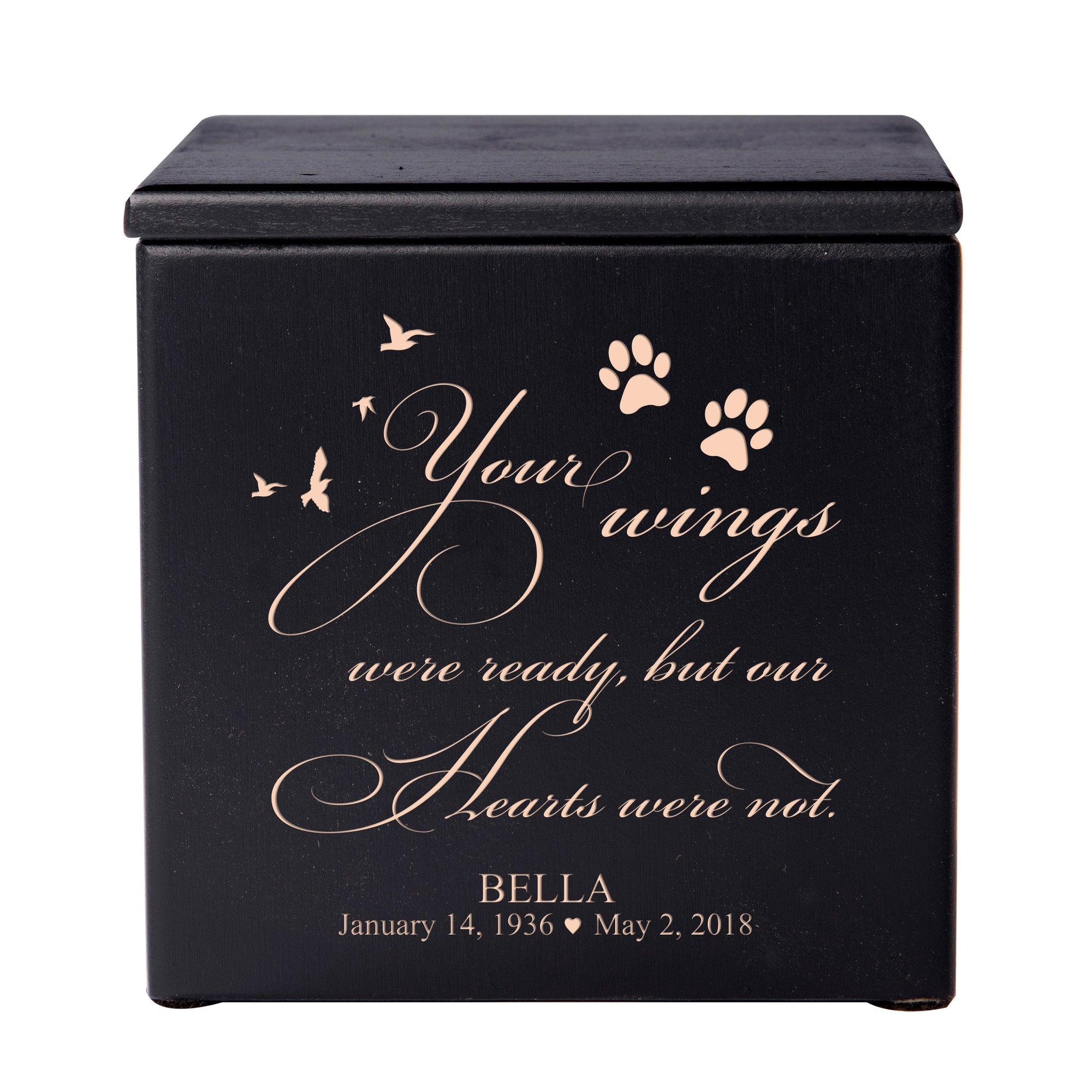 Pet Memorial Keepsake Cremation Urn Box for Dog or Cat - Your Wings Were Ready
