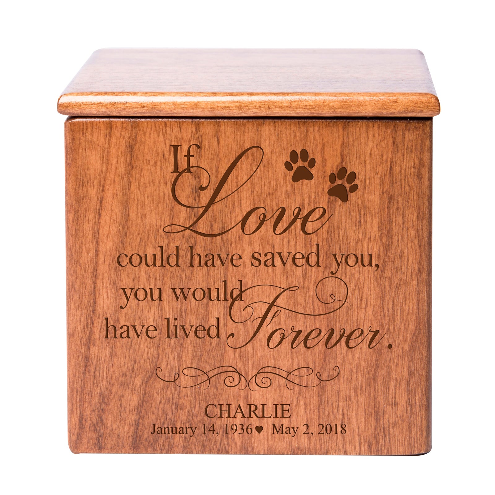 Pet Memorial Keepsake Cremation Urn Box for Dog or Cat - If Love Could Have Saved You