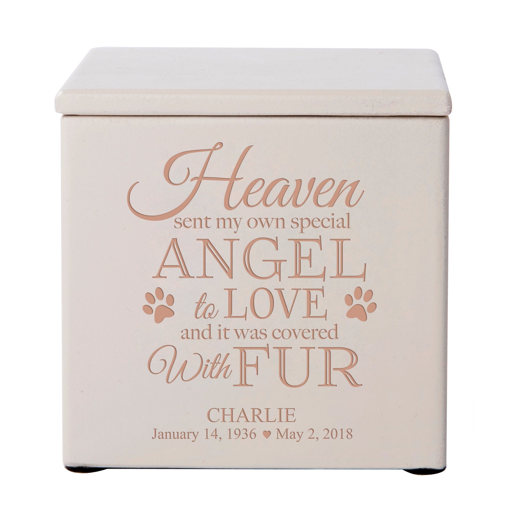 Pet Memorial Keepsake Cremation Urn Box for Dog or Cat - Heaven Sent My Own Angel