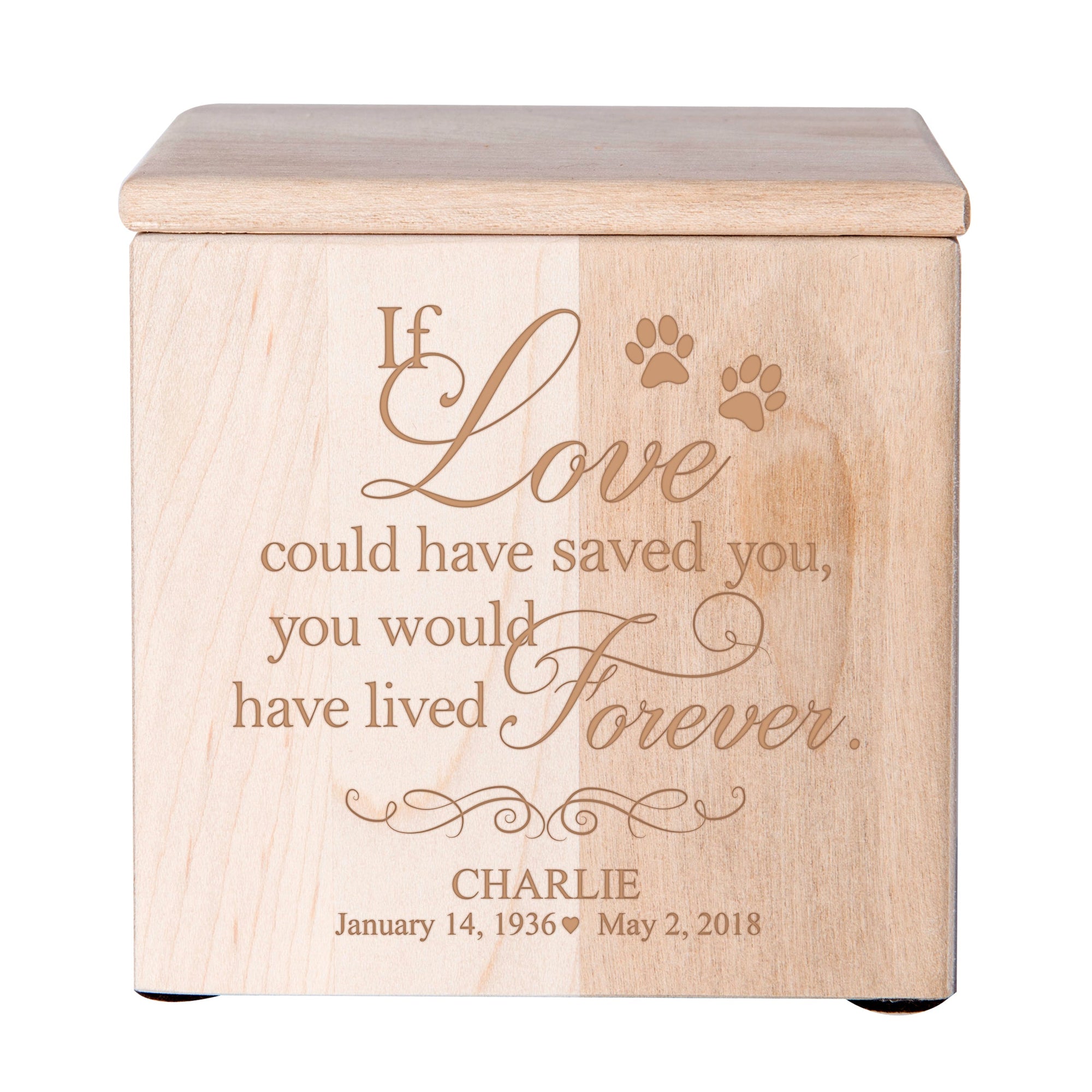Pet Memorial Keepsake Cremation Urn Box for Dog or Cat - If Love Could Have Saved You