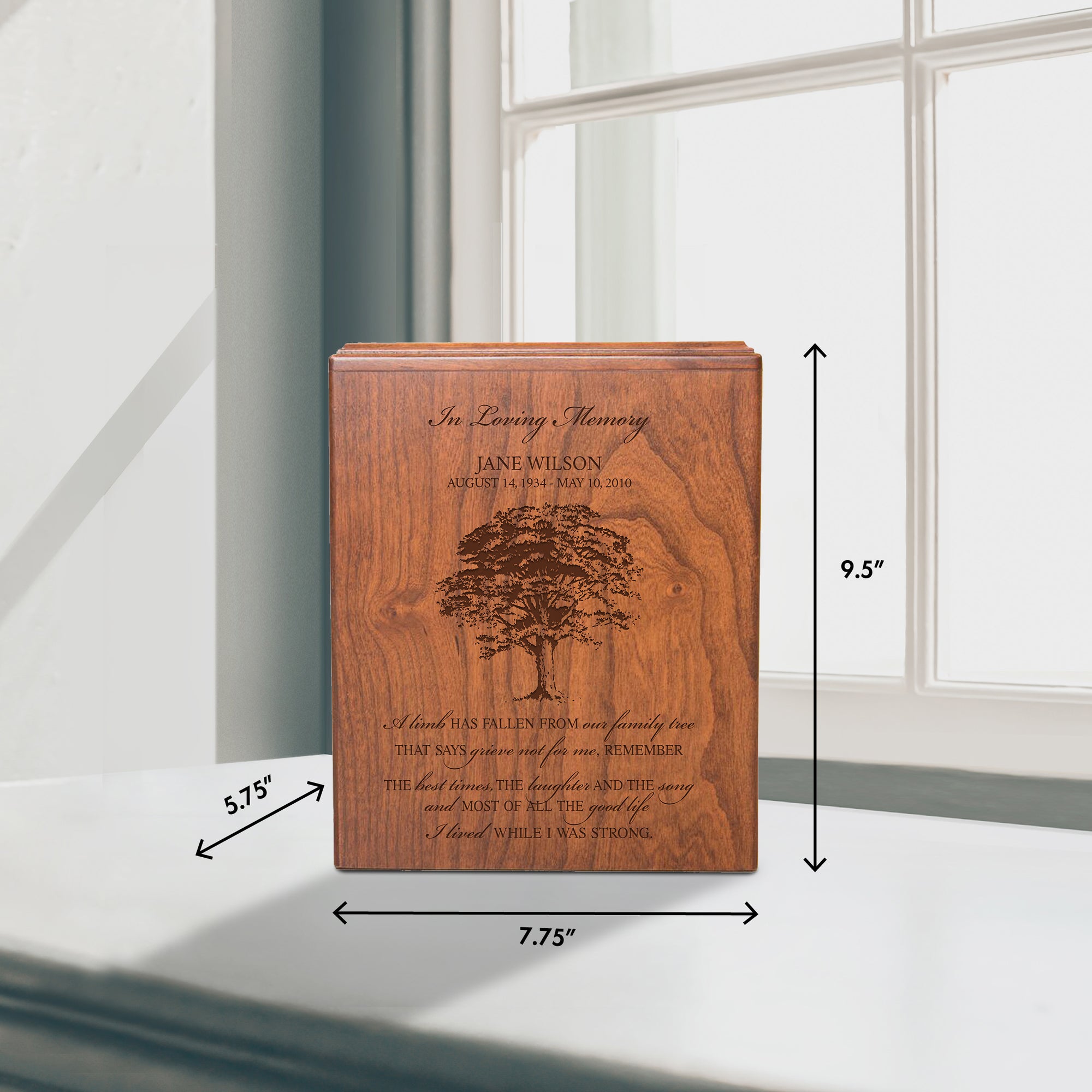Custom Engraved Wooden Cremation Urn Box For Human Ashes-Human Adult Urn For Male and Female Ashes 