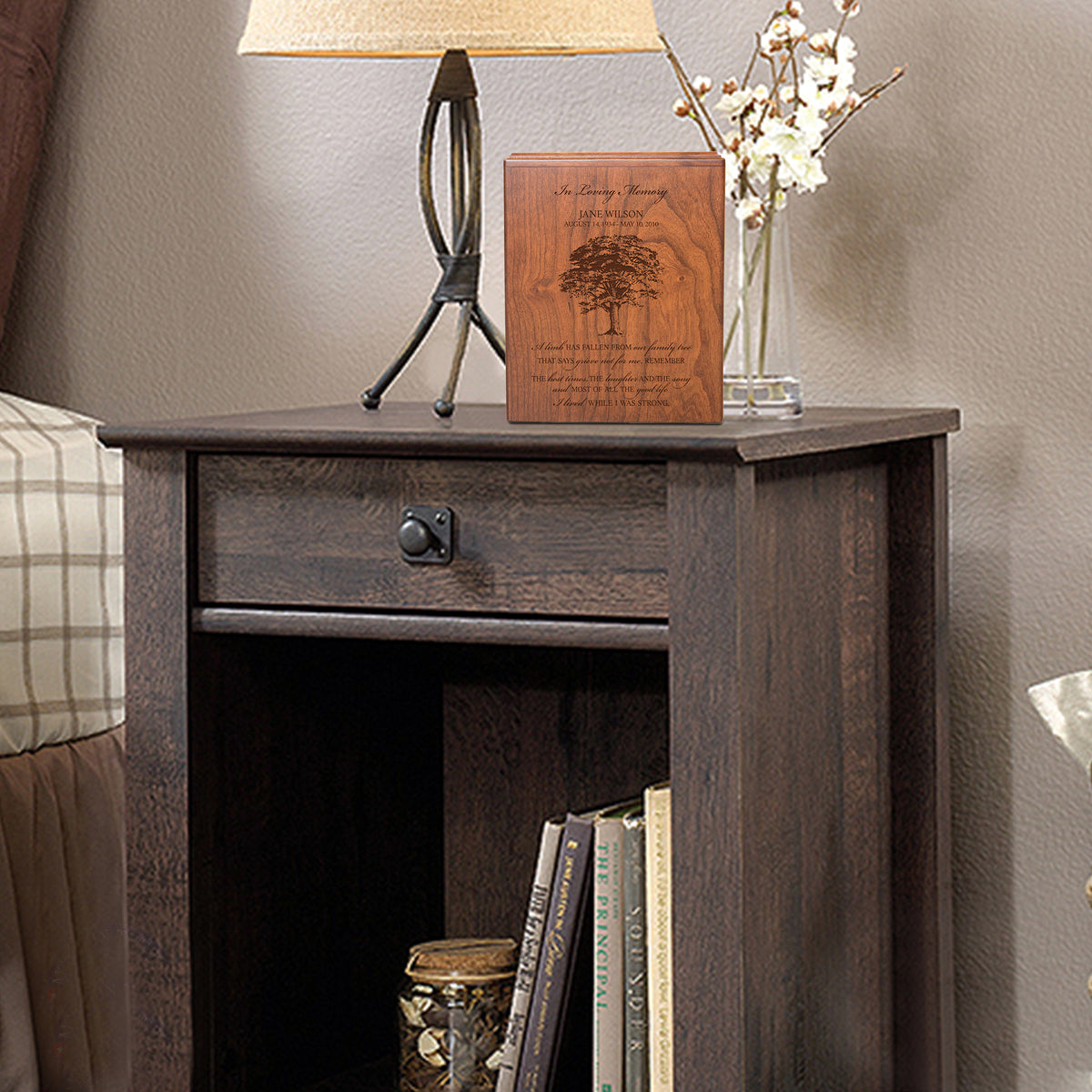 Personalized family Tree wooden cremation urn