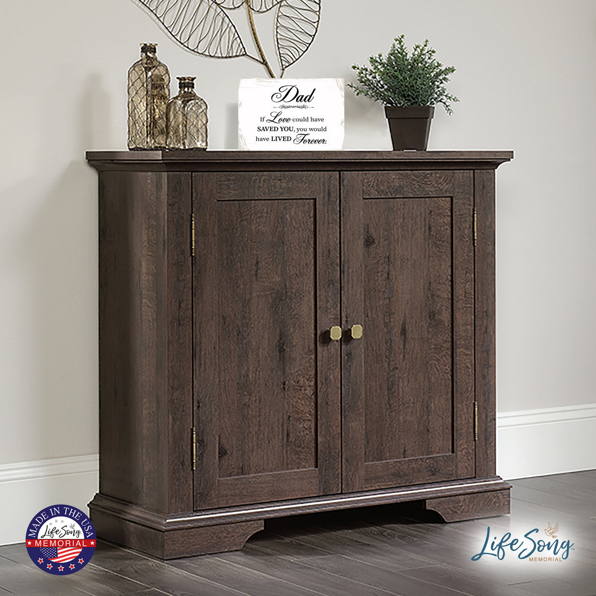 Modern Inspirational Memorial 5.5x 8 inches Wooden Sign Dad, If Love Could - Plaque Tabletop Decoration Loss of Loved One Bereavement Sympathy Keepsake