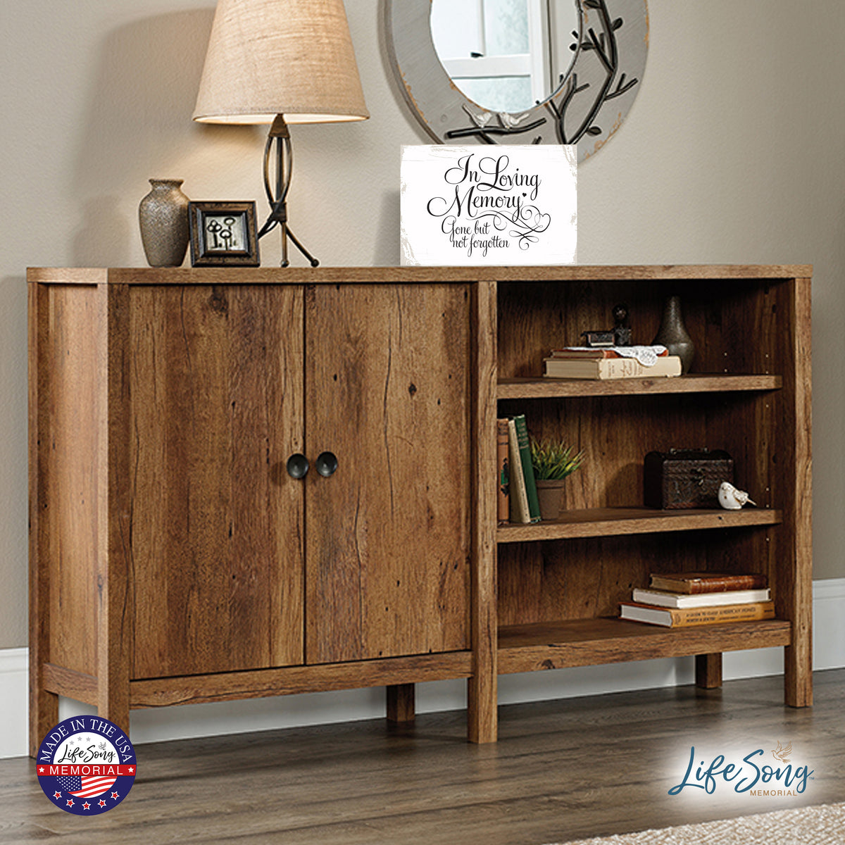 Modern Inspirational Memorial 5.5x 8 inches Wooden Sign Gone But Not Forgotten - Plaque Tabletop Decoration Loss of Loved One Bereavement Sympathy Keepsake