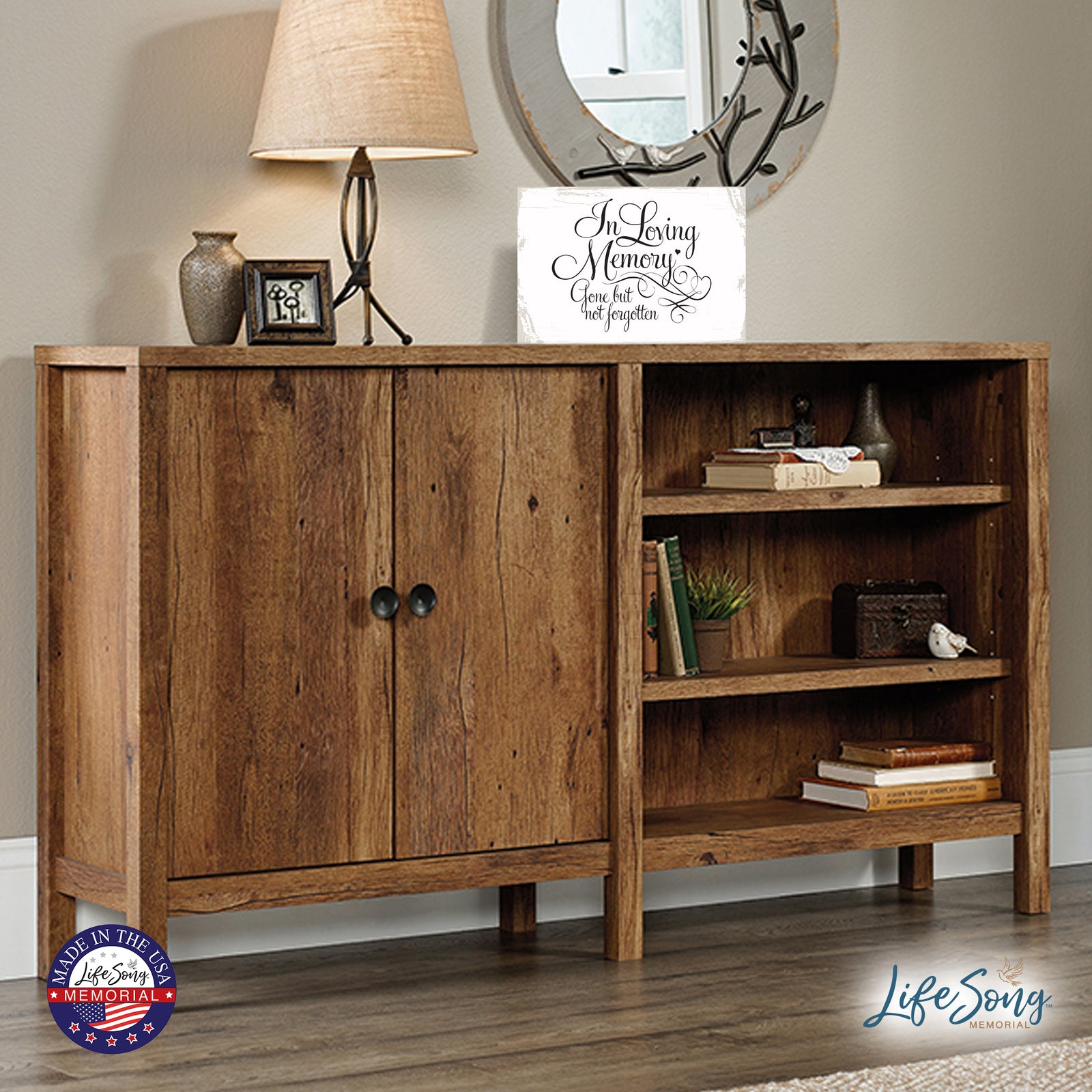 Modern Inspirational Memorial 5.5x 8 inches Wooden Sign Gone But Not Forgotten - Plaque Tabletop Decoration Loss of Loved One Bereavement Sympathy Keepsake