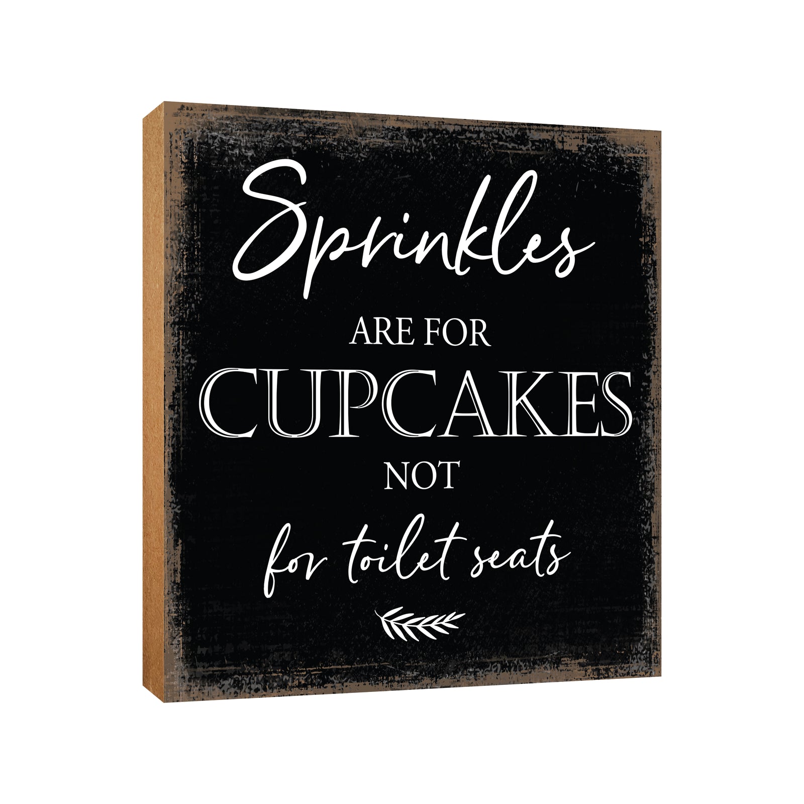 Wooden BATHROOM 6x6 Block shelf decor (Sprinkles Are For Cupcakes) Inspirational Plaque Tabletop and Family Home Decoration