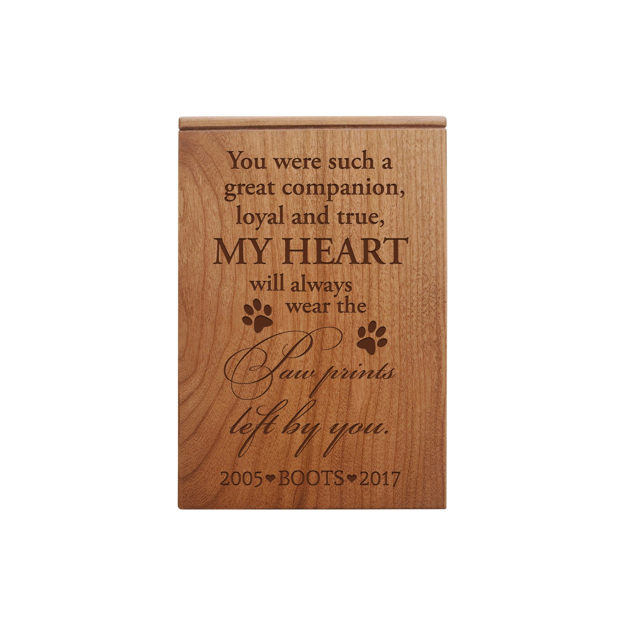 Pet Memorial Keepsake Cremation Urn Box For Dog or Cat - You Were Such A Great Companion