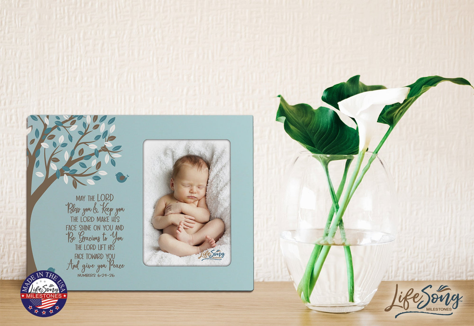 1st Baptism Blessing Photo Frame Gift For Newborn - May The Lord - LifeSong Milestones