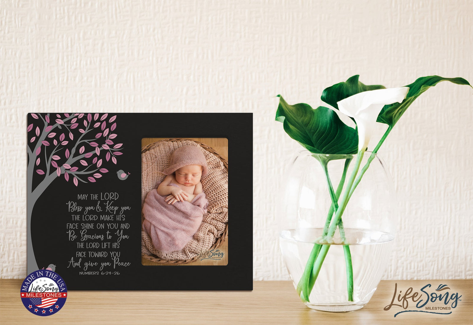 1st Baptism Blessing Photo Frame Gift For Newborn - May The Lord - LifeSong Milestones