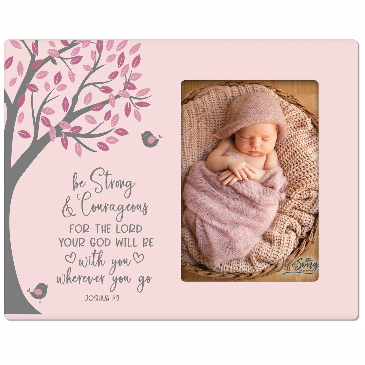 1st Baptism Blessing Photo Frame Gift For Newborn -Strong & Courageous - LifeSong Milestones