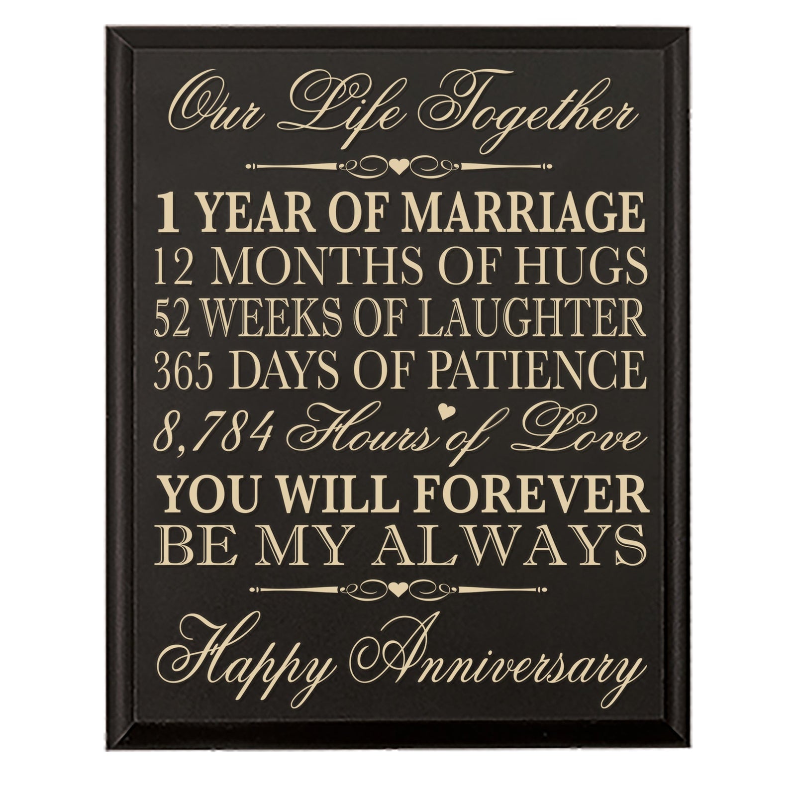 1st Wedding Anniversary Wall Plaque Gift "Marriage" - LifeSong Milestones