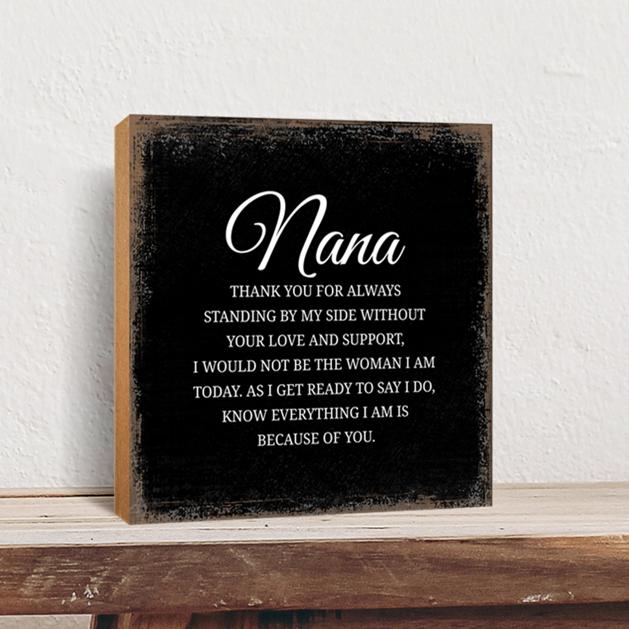 Nana Thank You Floral 6x6 Inches Wood Family Art Sign Tabletop and Shelving For Home Décor