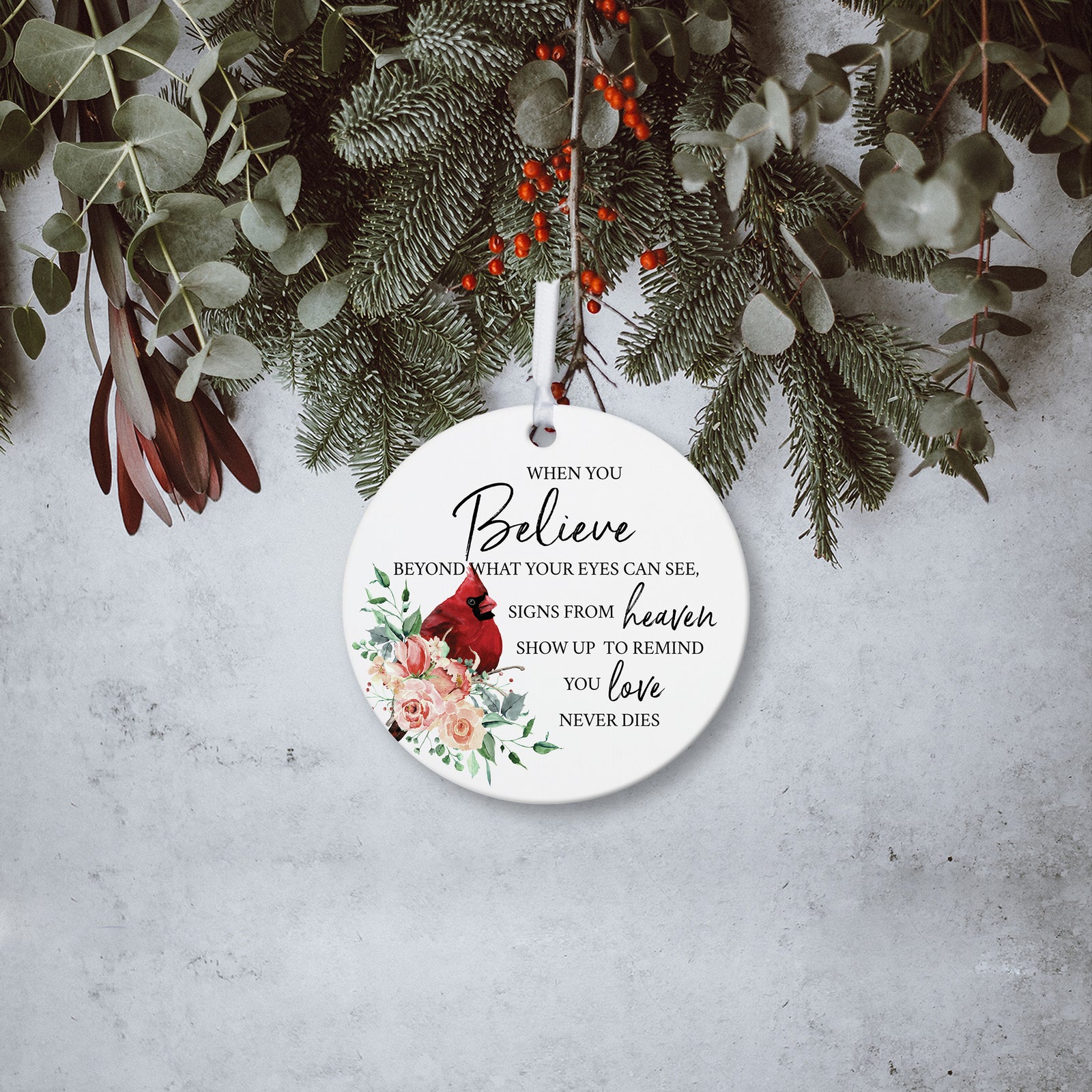 Lifesong Milestones Hanging Memorial Round Ornament Signs for Sympathy Gifts