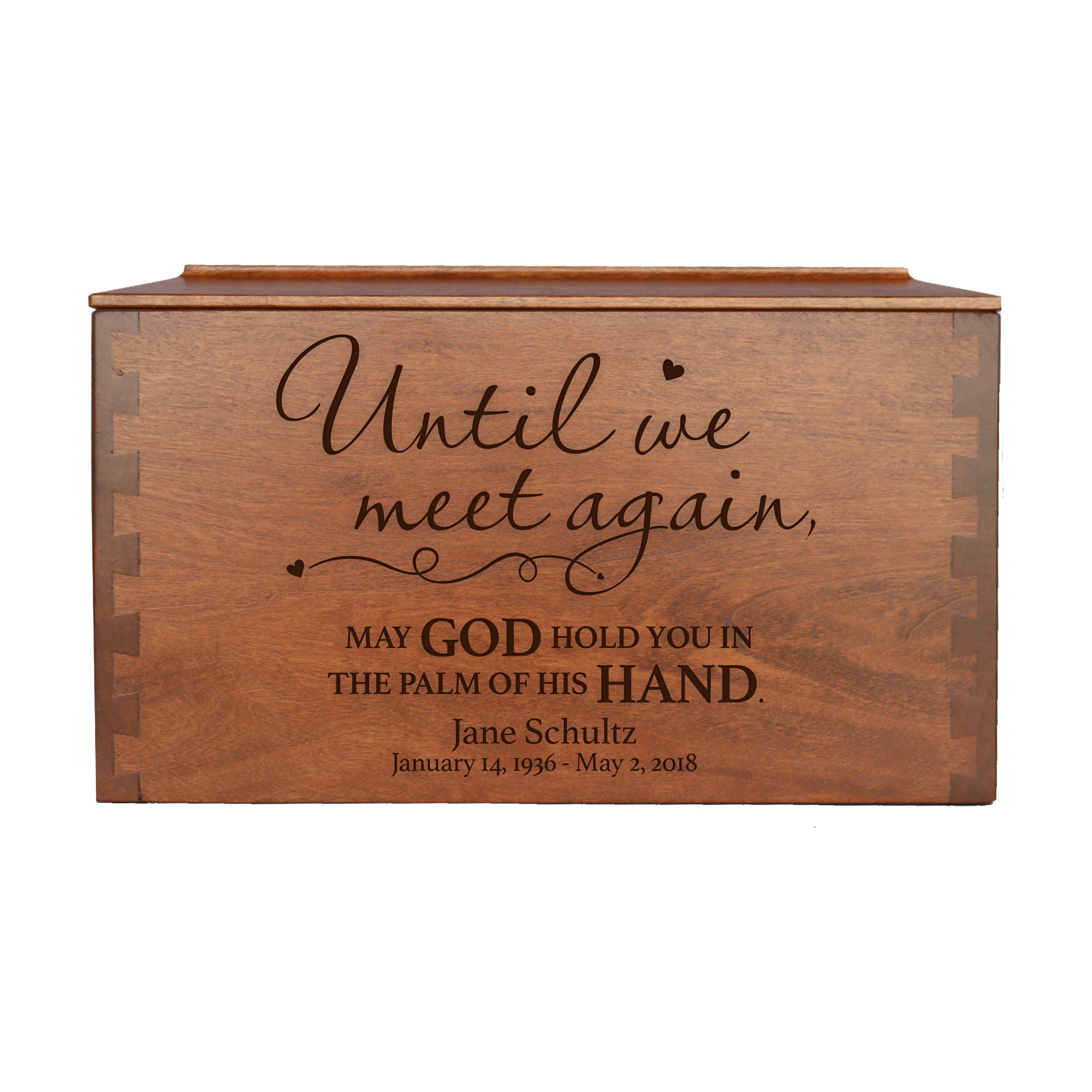 Until We Meet Again LifeSong Memorials Personalized Memorial Decorative Dovetail Cremation Urn For Human Ashes Funeral and Condolence Keepsake. Sympathy Gift for the Loss of a Loved One Bereavement Gift for Family Friends Condolence Sympathy Comfort Keepsake Funeral Decoration.