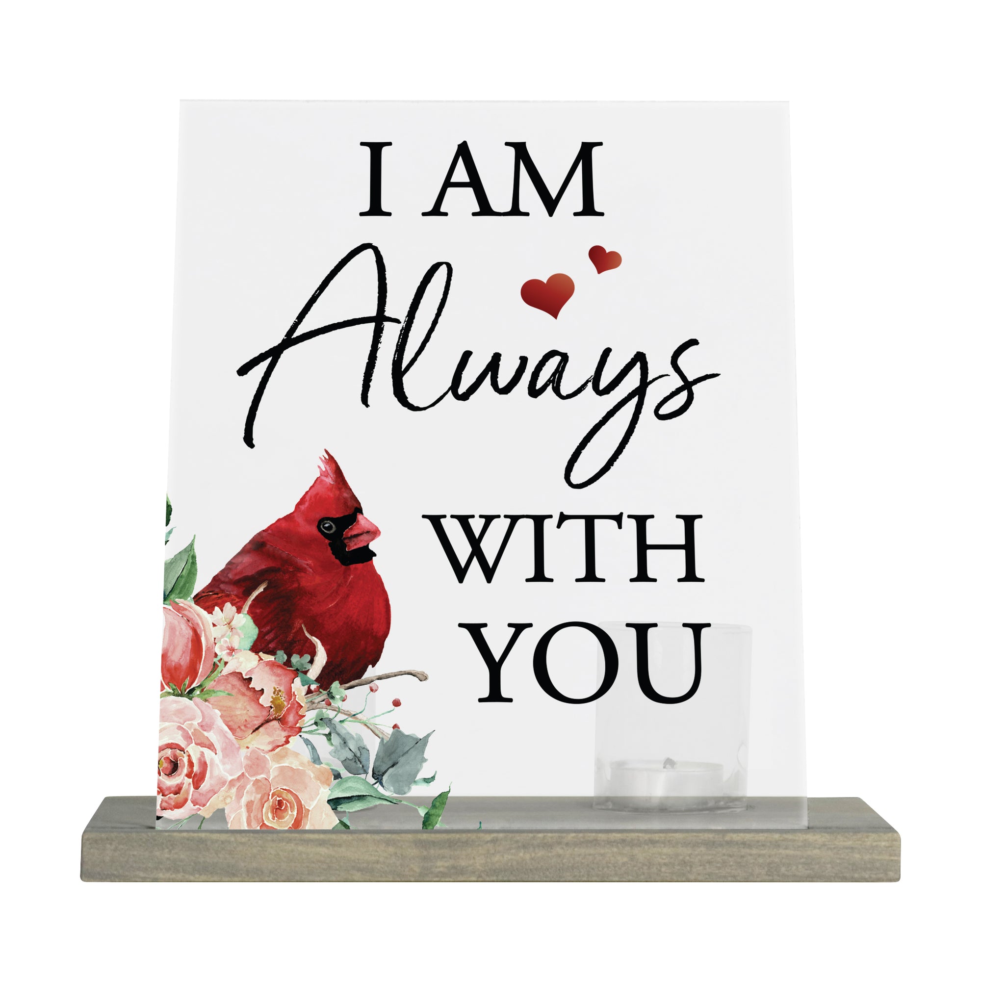 LifeSong Memorials Vintage Memorial Cardinal Acrylic Sign Candle Holder With Wood Base And Glass Votives For Home Decor | I am Always With You. Acrylic candle holders, Vintage acrylic candle holders, glass candle holders for Living Room, Bedroom, Kitchen, Dining Room, and Entryways decor perfect memorial bereavement keepsake gift ideas for Family & Friends.