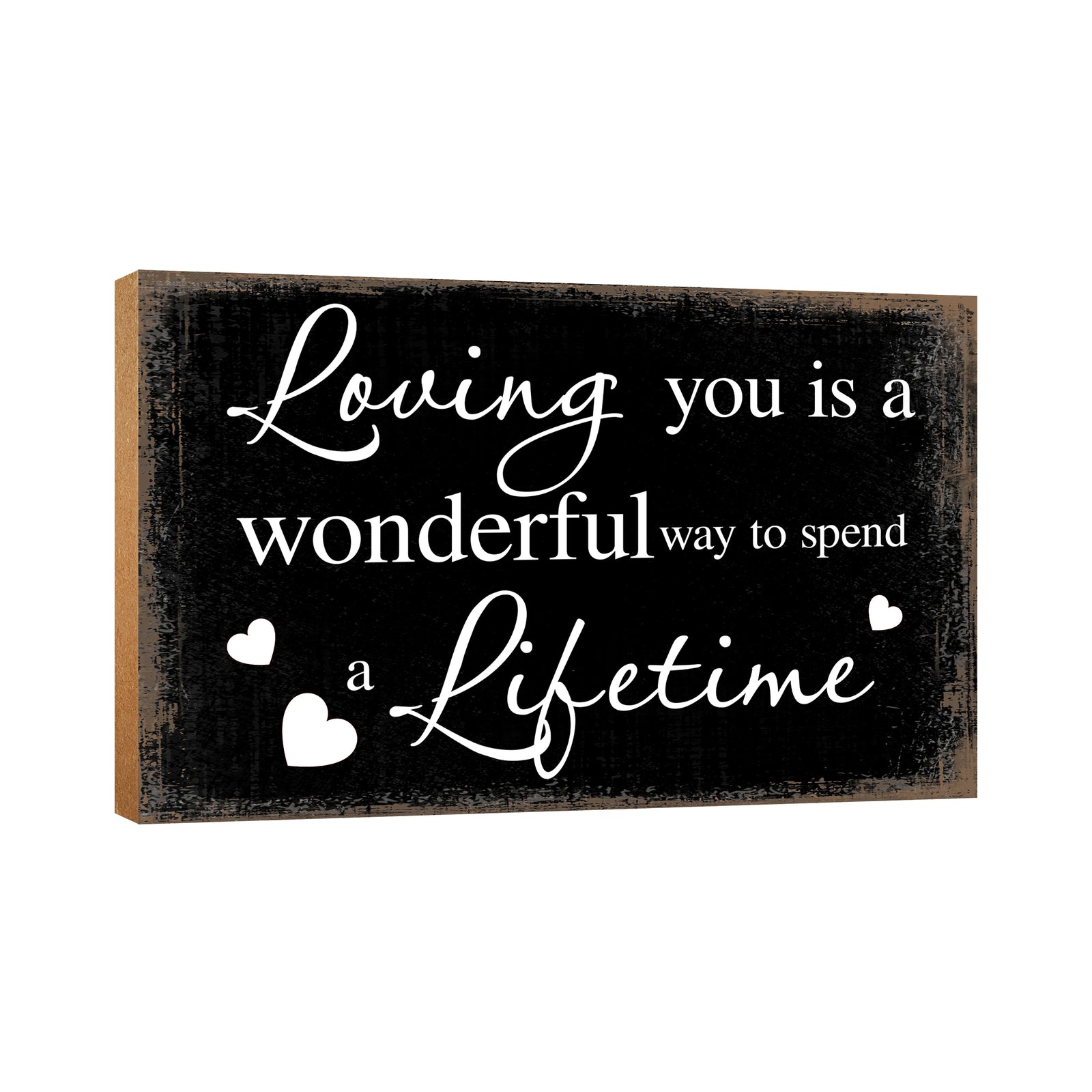 LifeSong Milestones Wooden Table Top and Shelf Décor Gift for Husband or Boyfriend