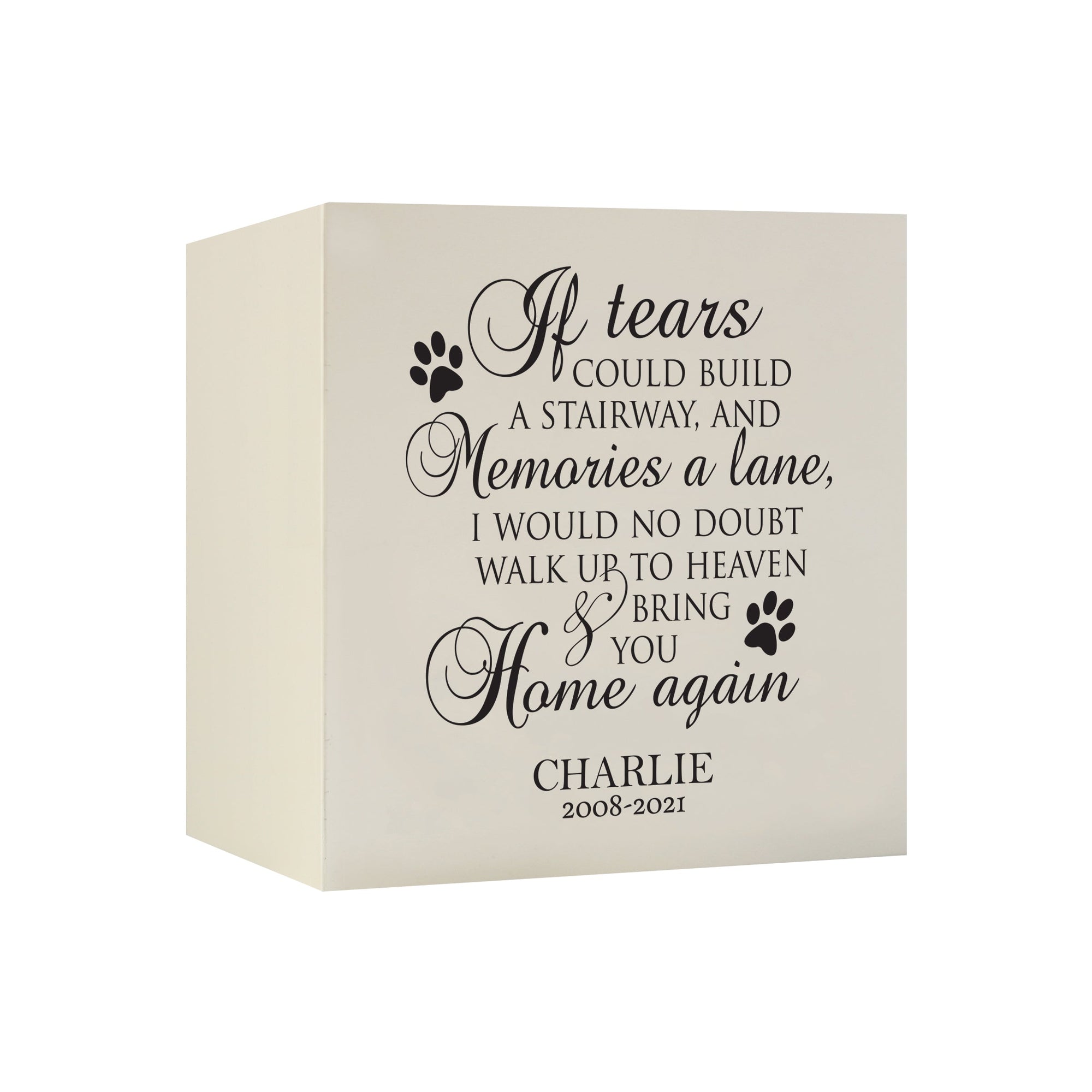Pet Memorial Shadow Box Cremation Urn for Dog or Cat - If Tears Could Build A Stairway