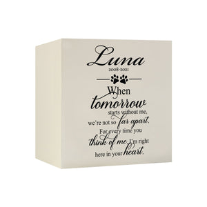 Pet Memorial Shadow Box Cremation Urn for Dog or Cat - When Tomorrow Starts Without Me