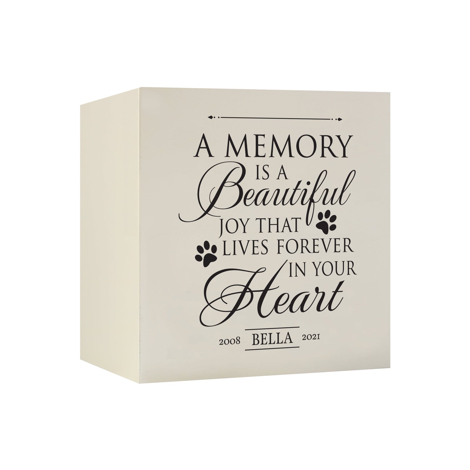 Pet Memorial Shadow Box Cremation Urn for Dog or Cat - A Memory Is A Beautiful Joy