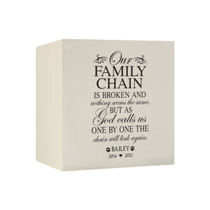 Pet Memorial Shadow Box Cremation Urn for Dog or Cat - Our Family Chain Is Broken