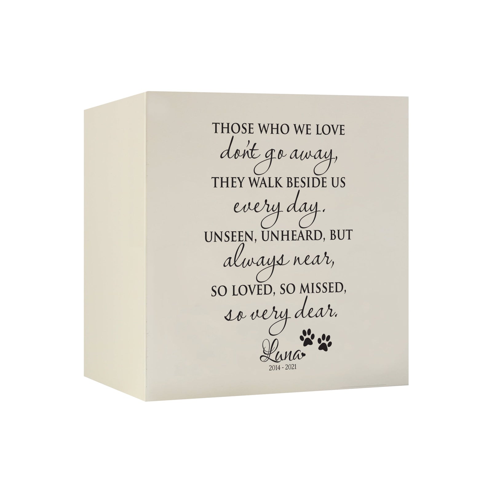 Pet Memorial Shadow Box Cremation Urn for Dog or Cat - Those Who We Love Don't Go Away