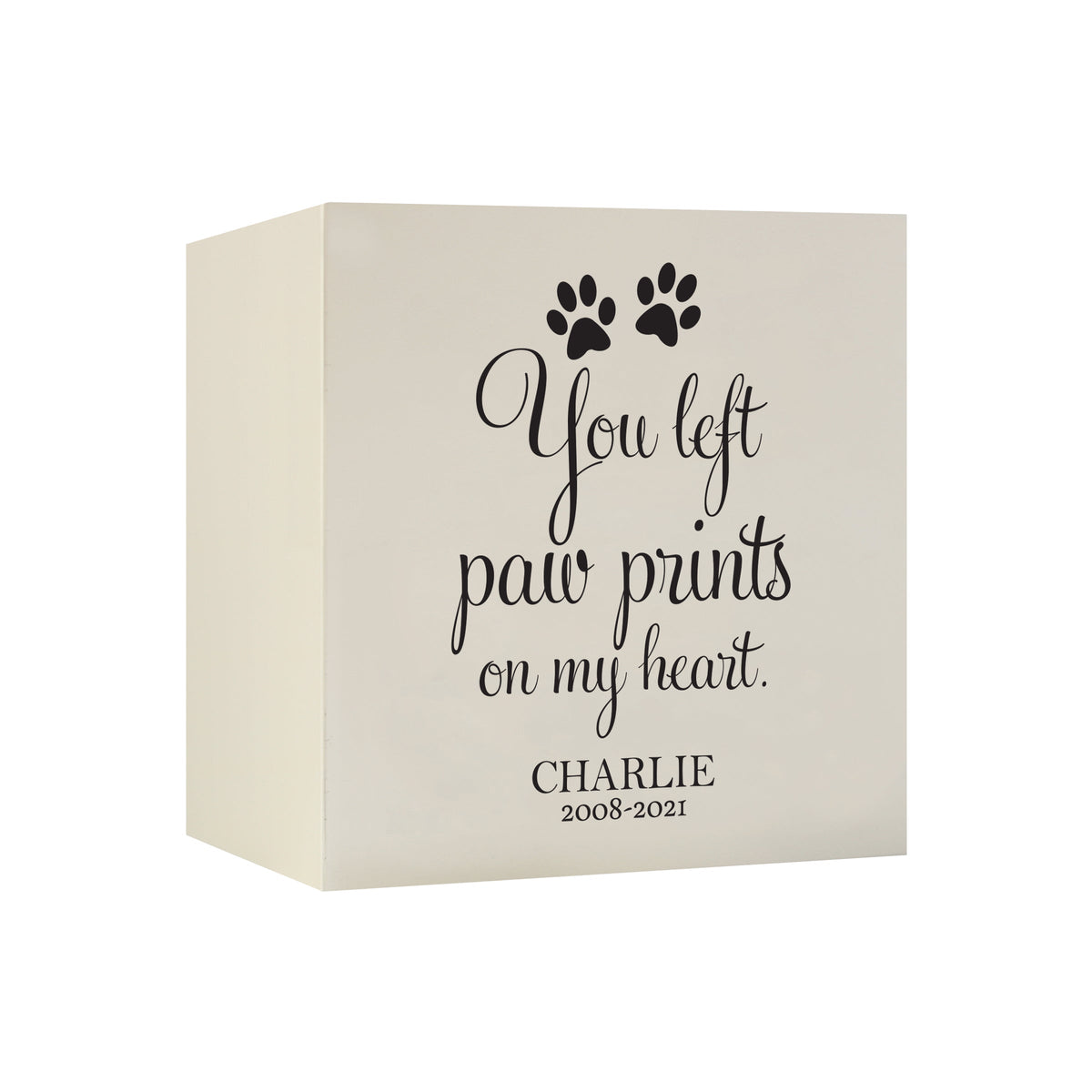Pet Memorial Shadow Box Cremation Urn for Dog or Cat - You Left Paw Prints
