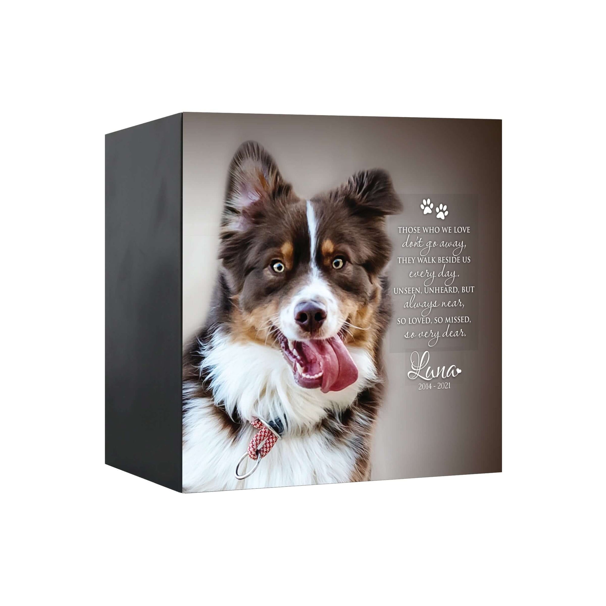 Pet Memorial Custom Photo Shadow Box Cremation Urn - Those Who We Love Don't Go Away