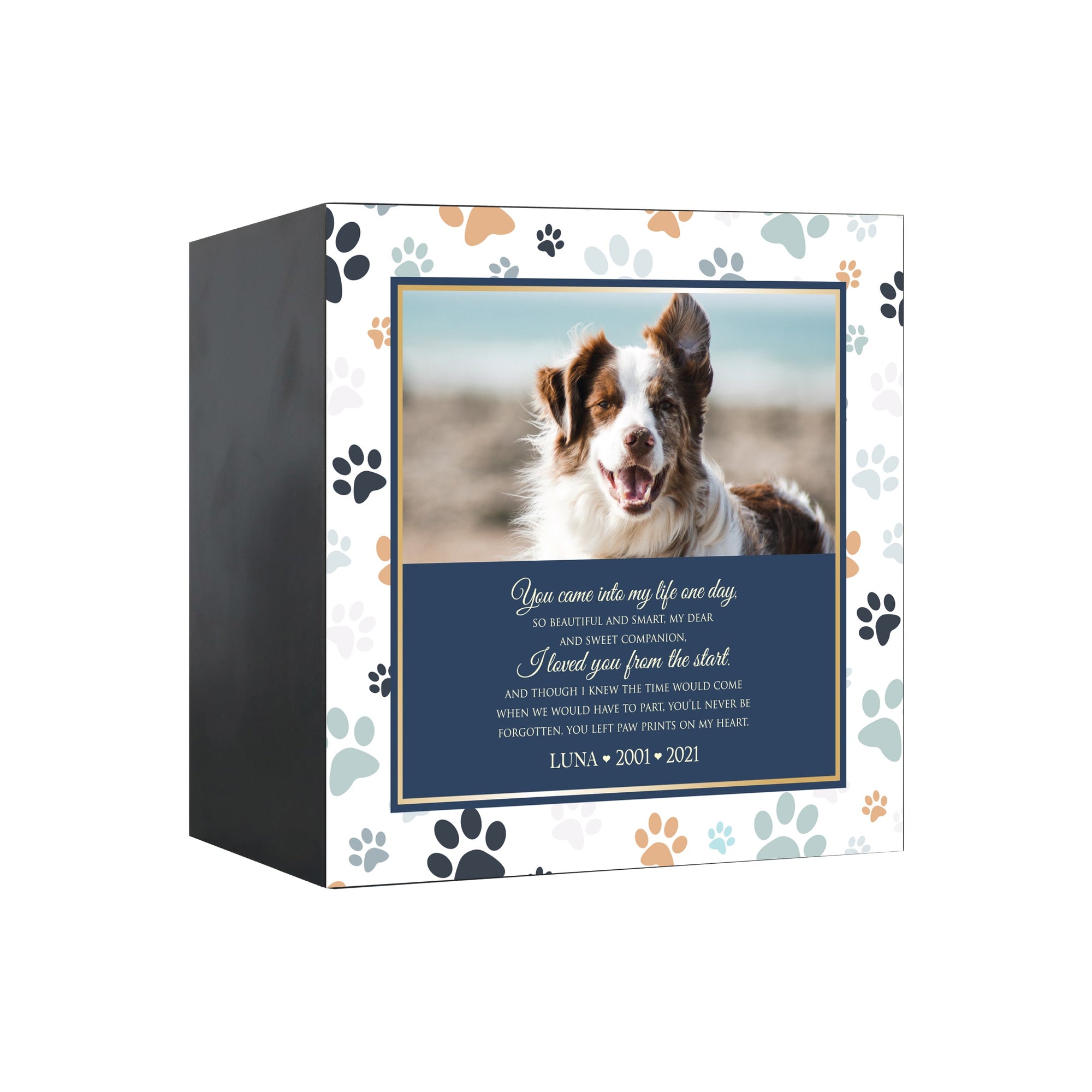 Pet Memorial Custom Photo Shadow Box Cremation Urn - You Came Into My Life One Day