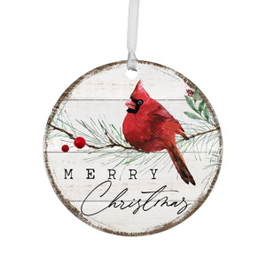 Wooden Hanging Christmas Ornaments Red Cardinal Merry Christmas