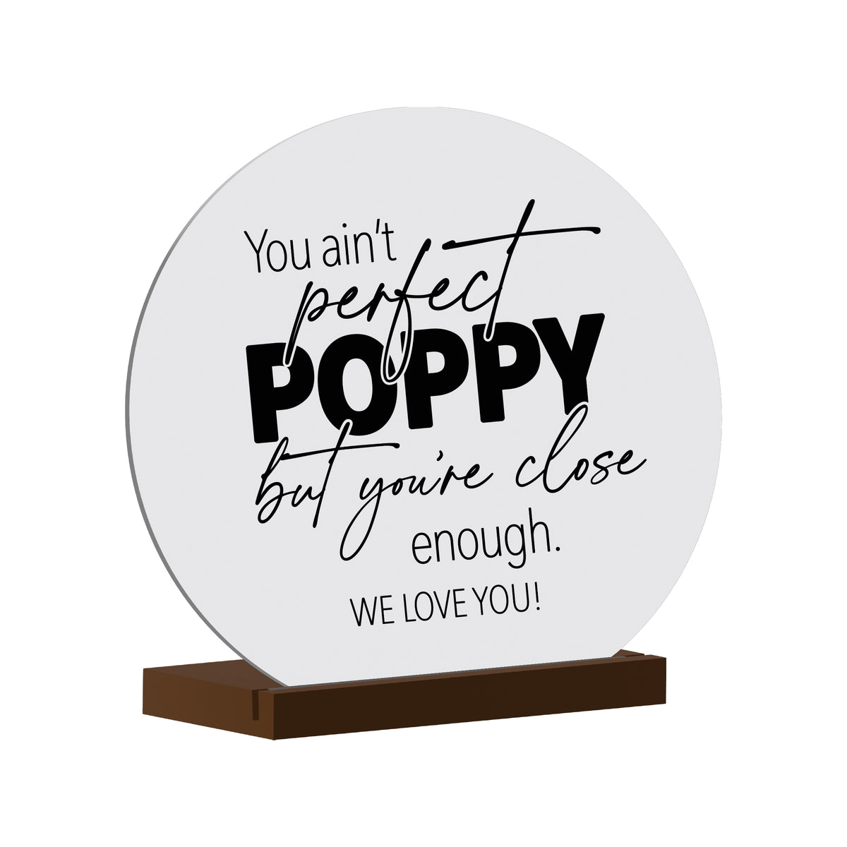 Modern White Round Sign With Base