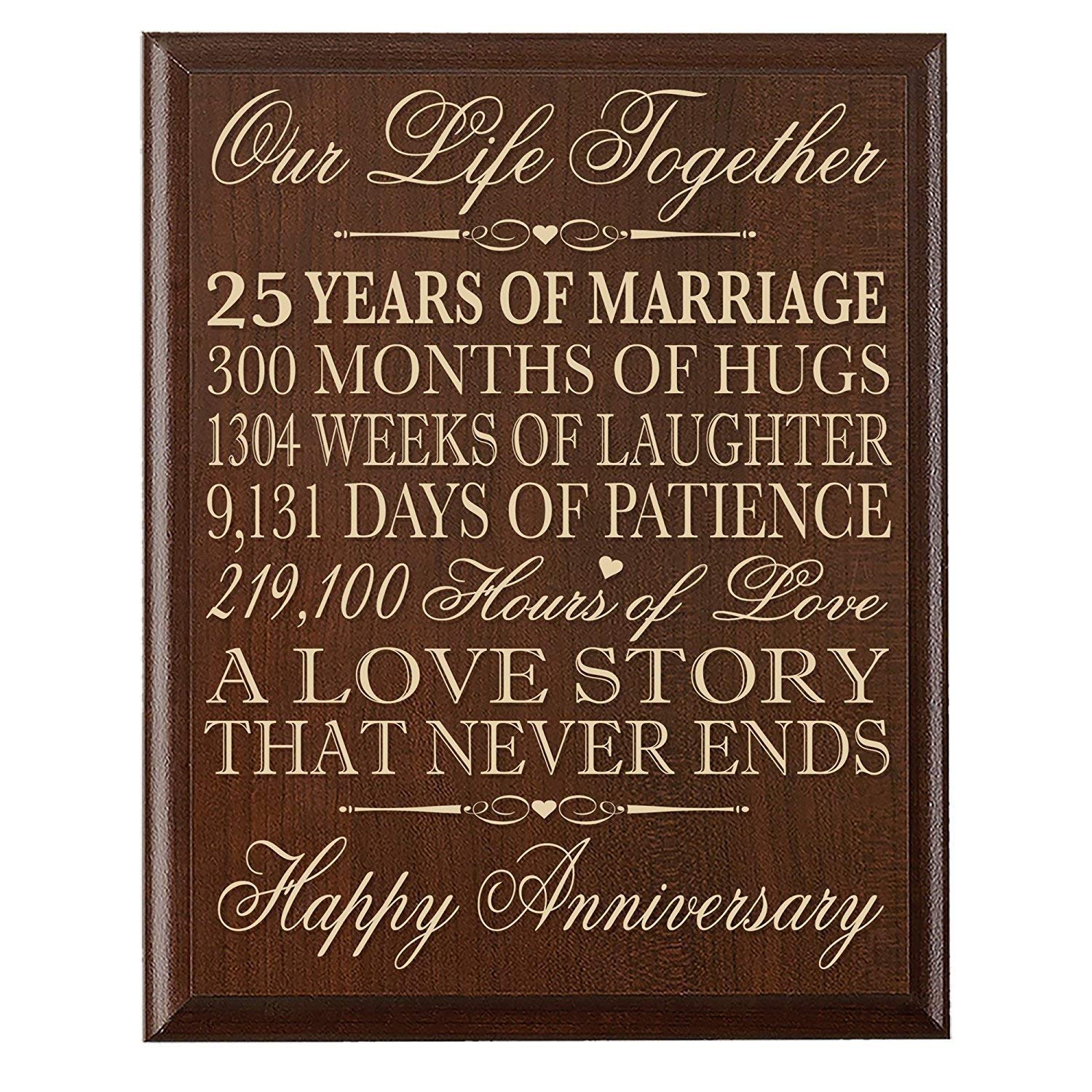 25th Wedding Anniversary Wall Plaque Gift "Our Life Together" - LifeSong Milestones