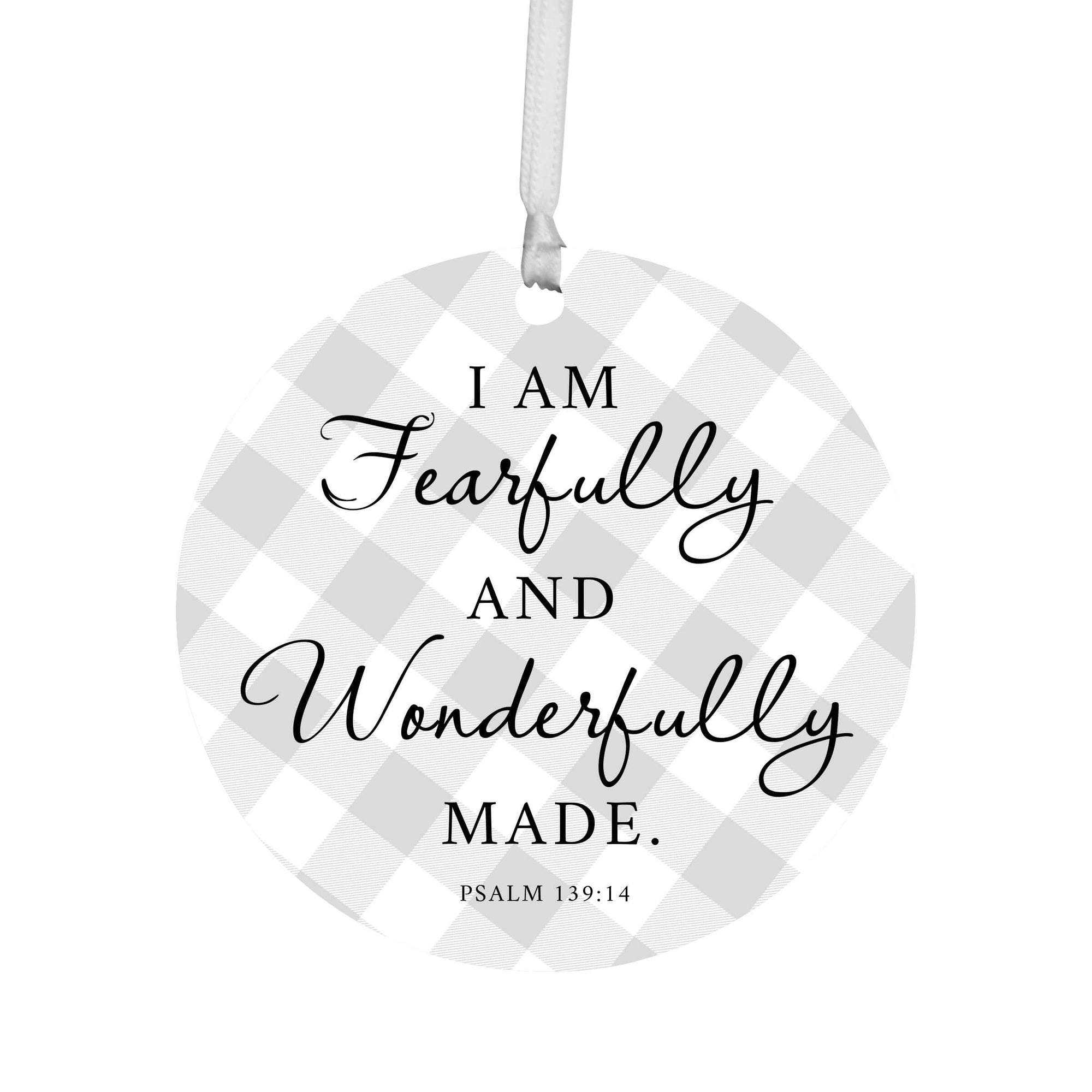 Wooden Baptism Dedication Ornament - Fearfully and Wonderfully