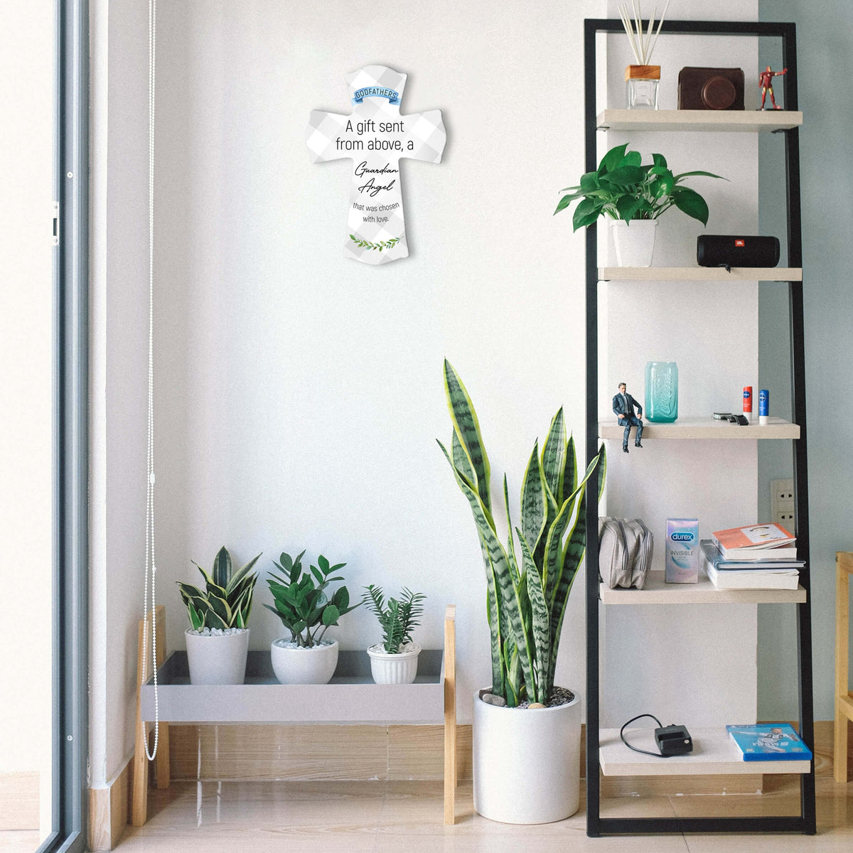 Inspirational Wooden Wall Cross for Godfather