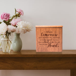 Wooden Memorial Cremation Urn Keepsake Box for Human or Pet Ashes - When Tomorrow Comes