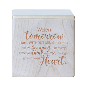 Wooden Memorial Cremation Urn Keepsake Box for Human or Pet Ashes - When Tomorrow Comes