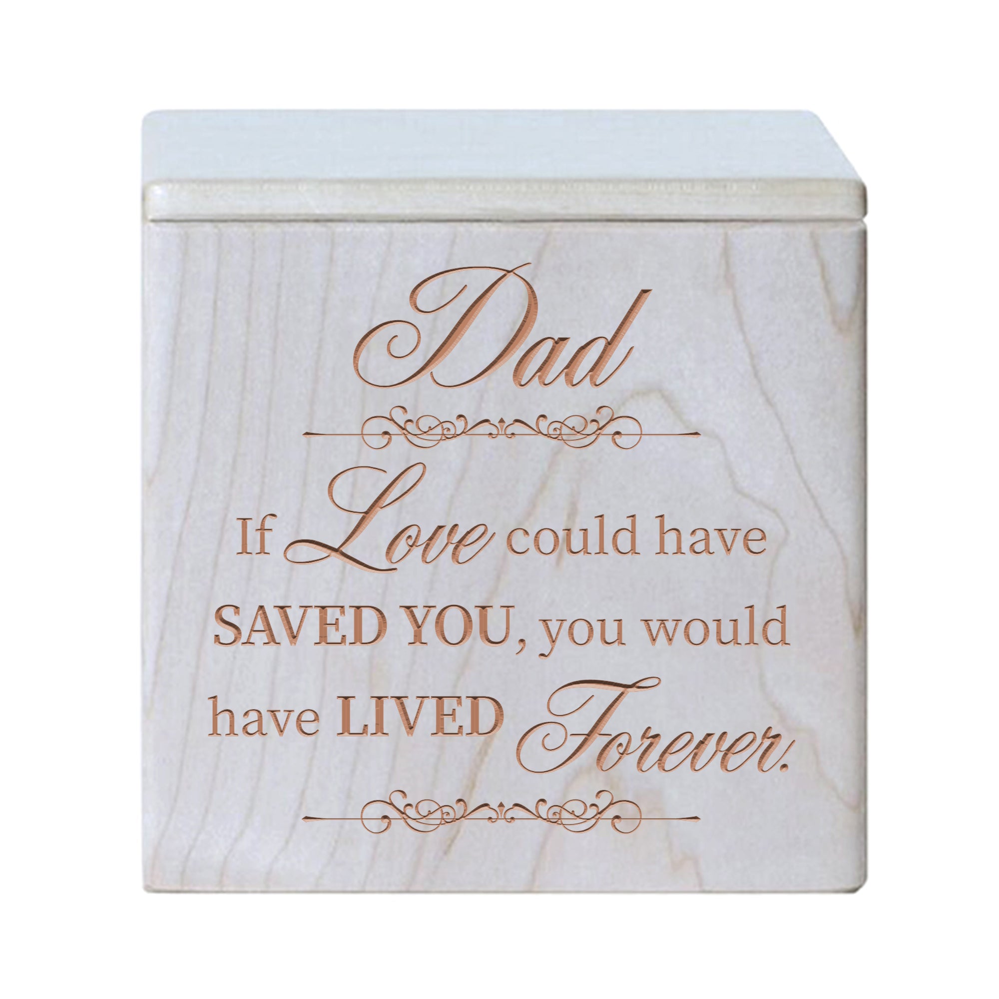Wooden Memorial Cremation Urn Keepsake Box for Human or Pet Ashes - If Love Could, Dad