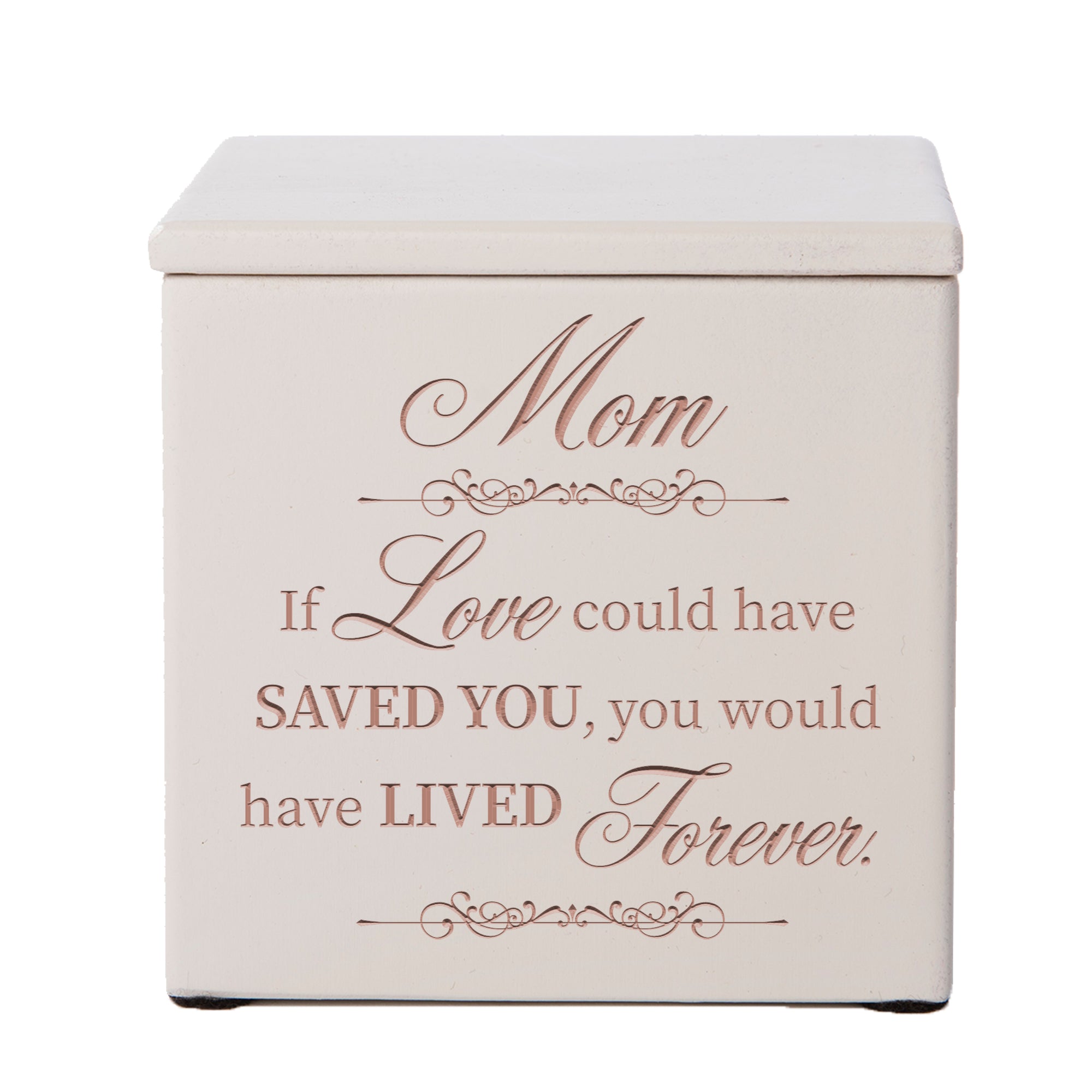 Wooden Memorial Cremation Urn Keepsake Box for Human or Pet Ashes - If Love Could, Mom