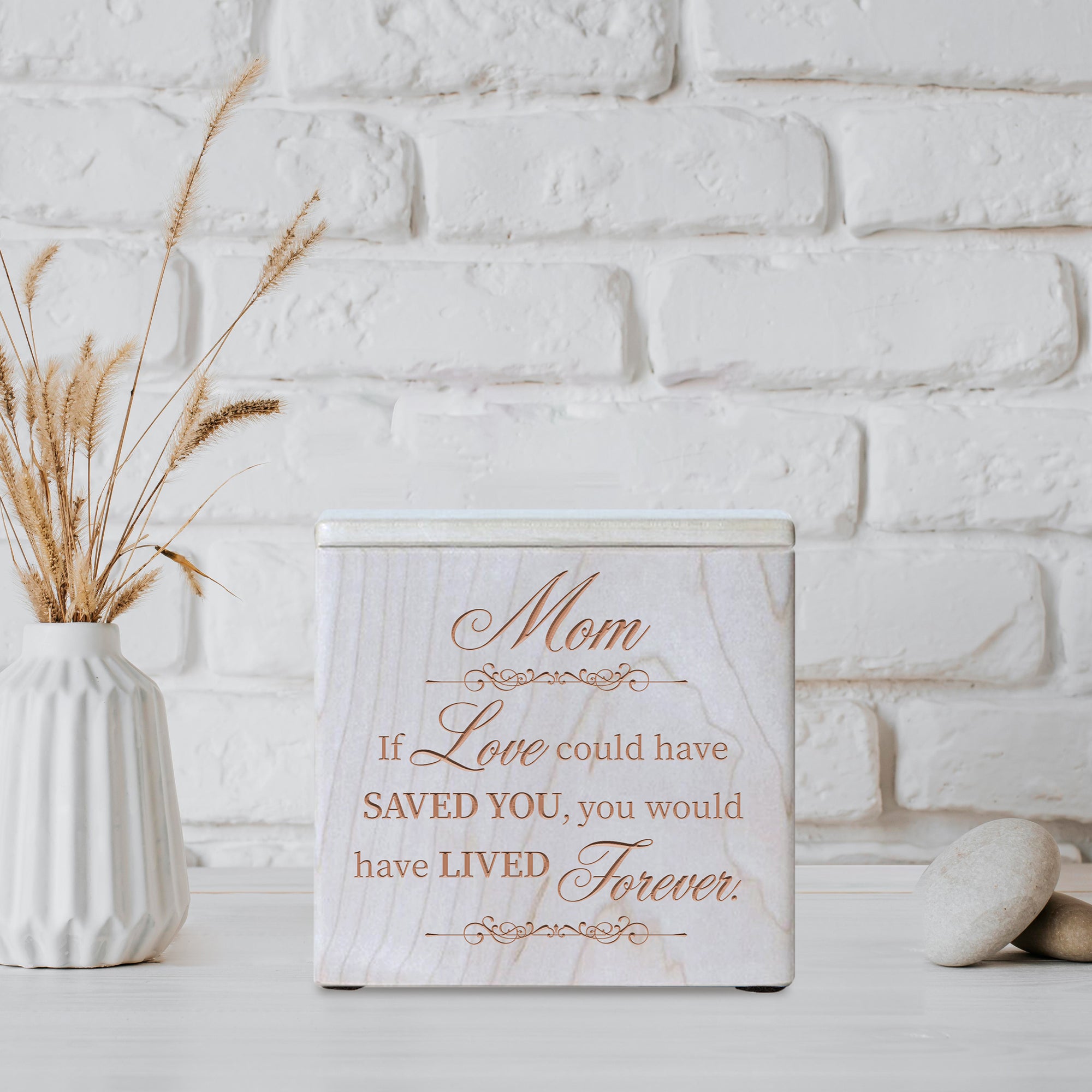 Wooden Memorial Cremation Urn Keepsake Box for Human or Pet Ashes - If Love Could, Mom