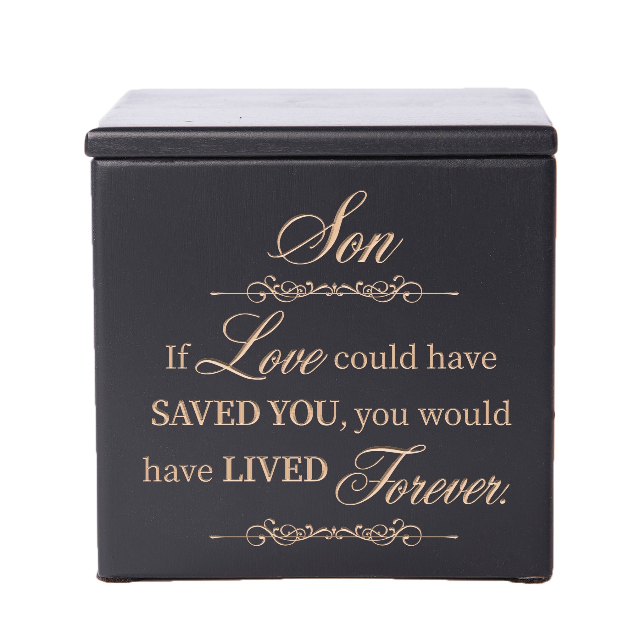 Wooden Memorial Cremation Urn Keepsake Box for Human or Pet Ashes - If Love Could, Son