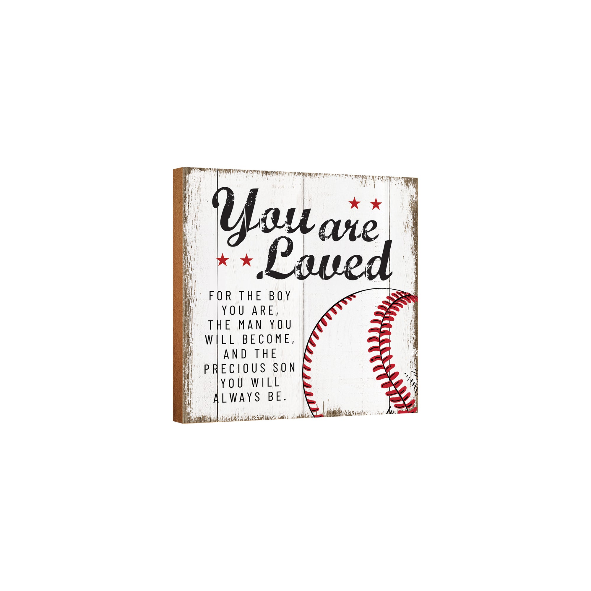 Rustic Wooden Baseball Shadow Box Shelf Décor With Inspiring Bible Verses - You Are Loved