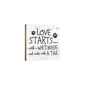 Wooden Shelf Decor and Tabletop Signs with Pet Verses - Love Starts