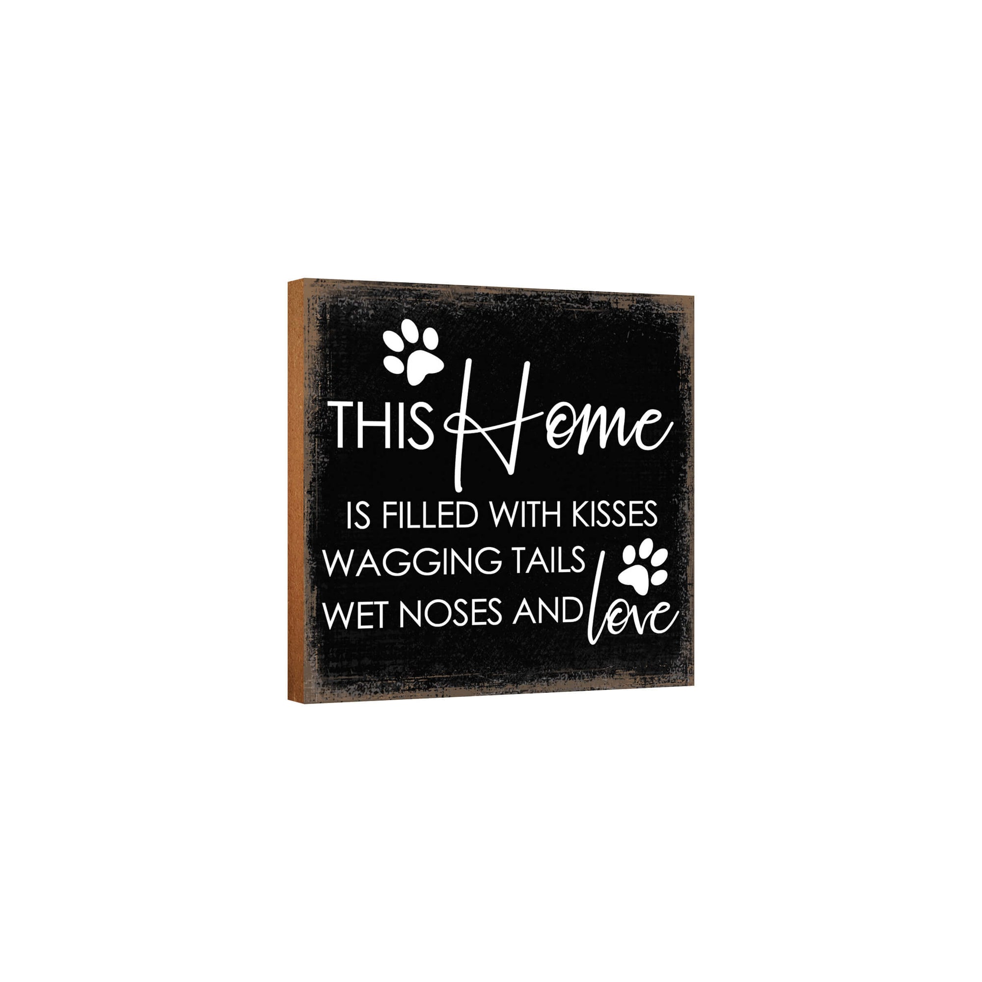 Wooden Shelf Decor and Tabletop Signs with Pet Verses - This Home Is Filled