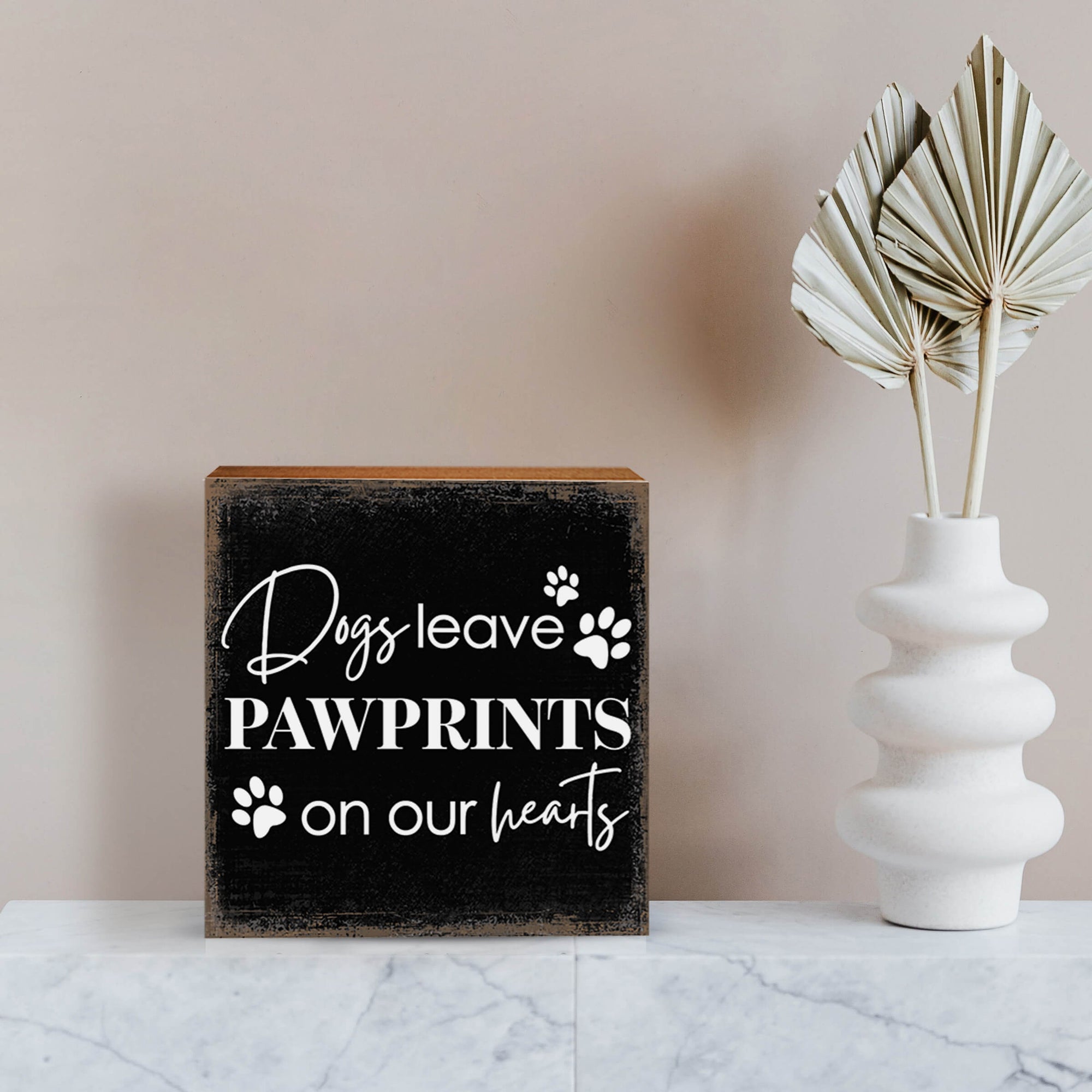 Wooden Shelf Decor and Tabletop Signs with Pet Verses - Dogs Leave Pawprints